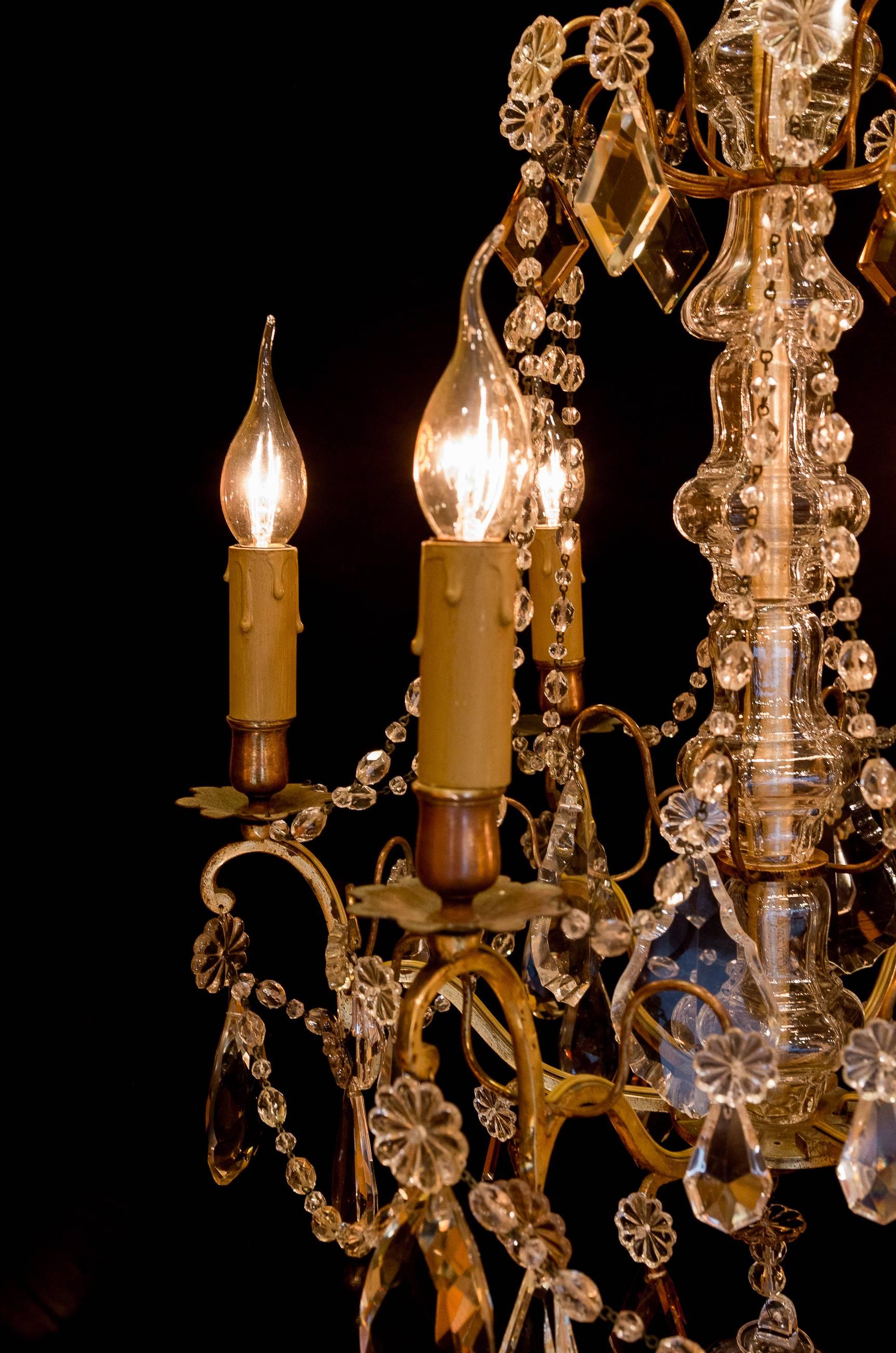 French Late 19th Century Ormolu and Crystal Small Chandelier by Baccarat