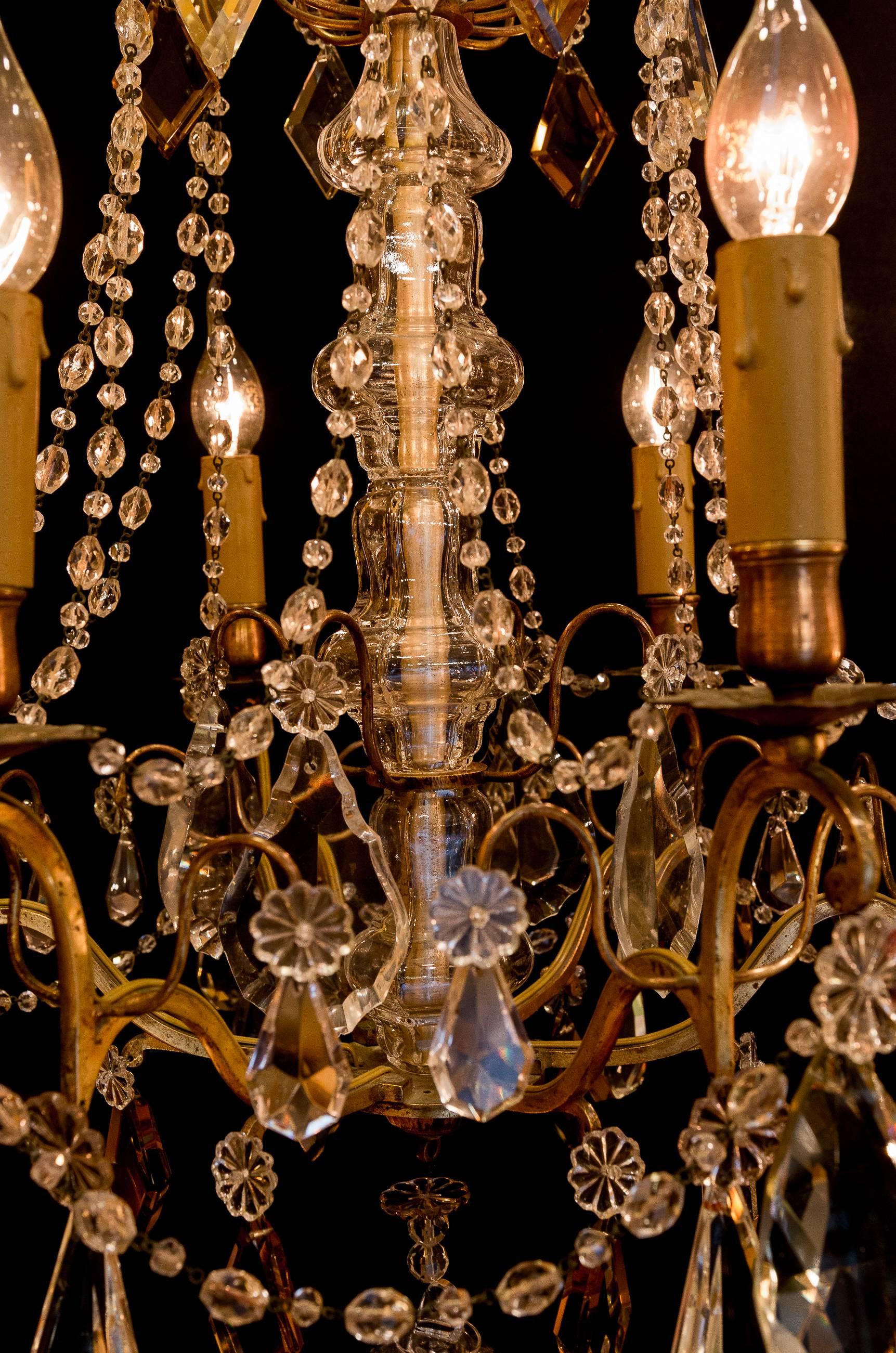 Gilt Late 19th Century Ormolu and Crystal Small Chandelier by Baccarat