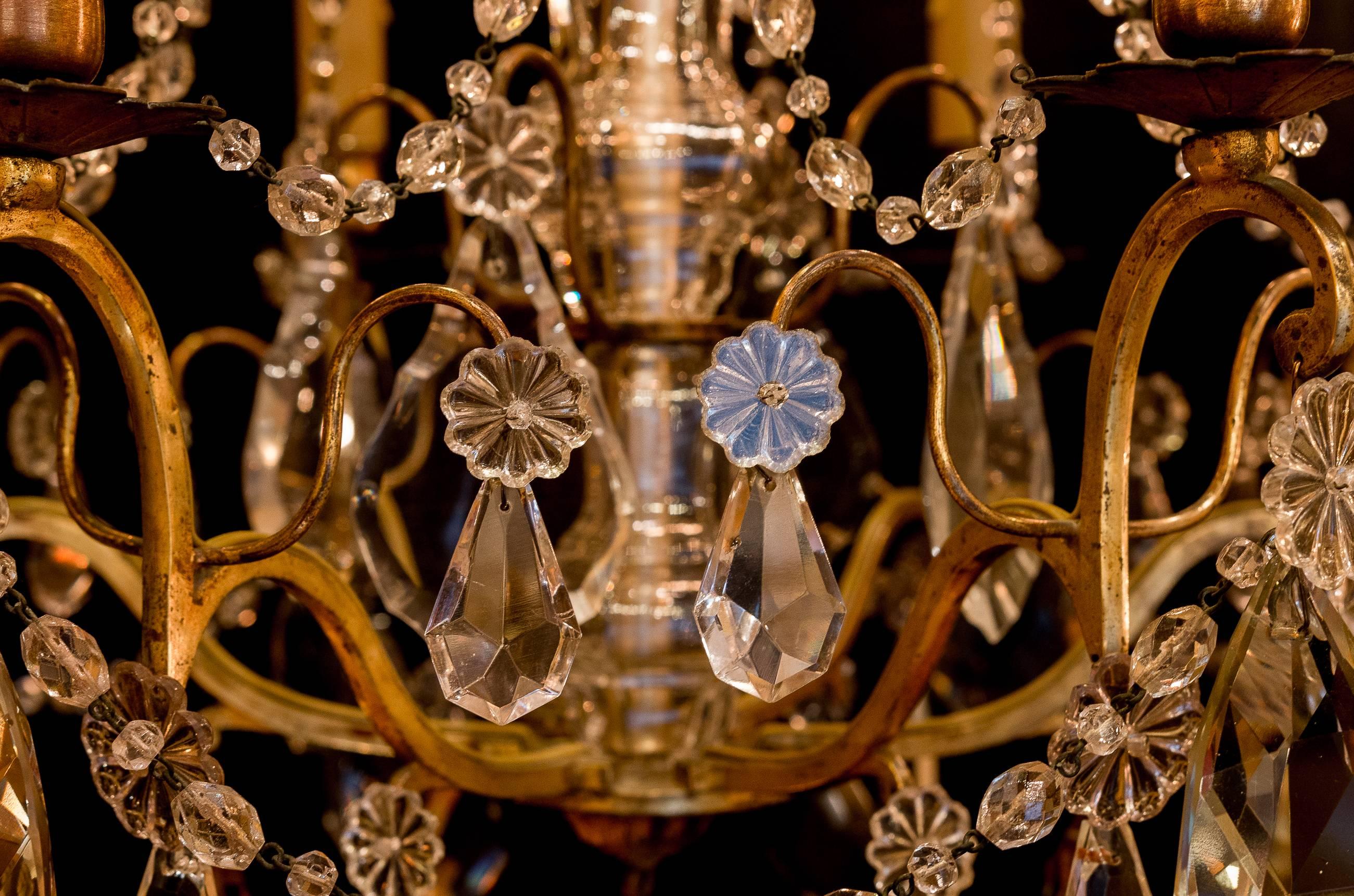 Late 19th Century Ormolu and Crystal Small Chandelier by Baccarat In Excellent Condition In Saint Ouen, FR