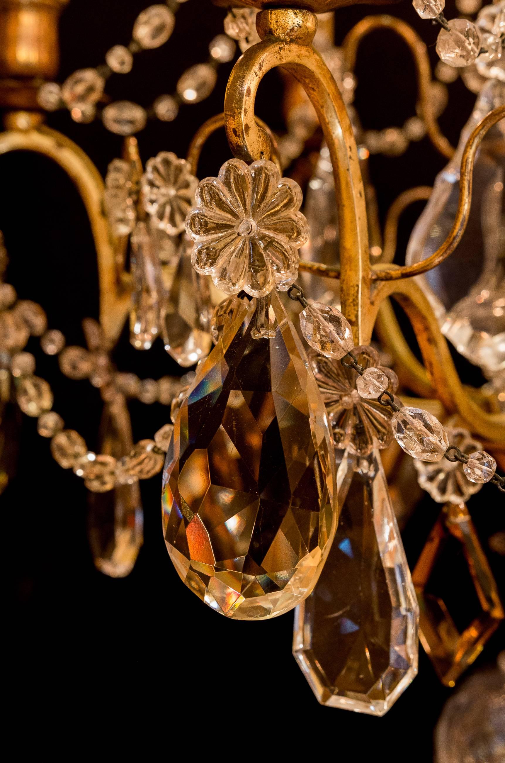 Bronze Late 19th Century Ormolu and Crystal Small Chandelier by Baccarat