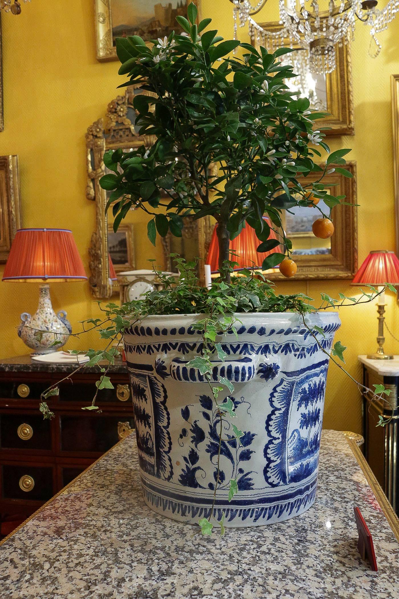 Nevers, French 18th Century, Large Faience Orange Pot 2