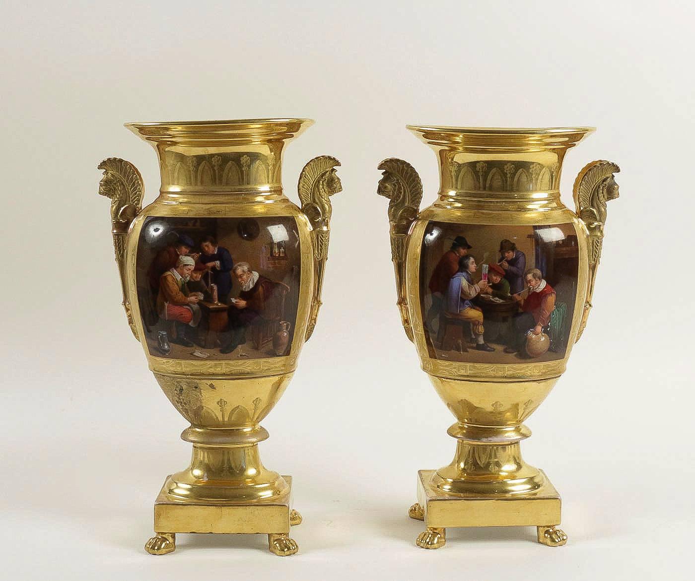 French Empire Period, Rare Pair of Vases Stamped by Darte Freres Palais Royal In Excellent Condition In Saint Ouen, FR