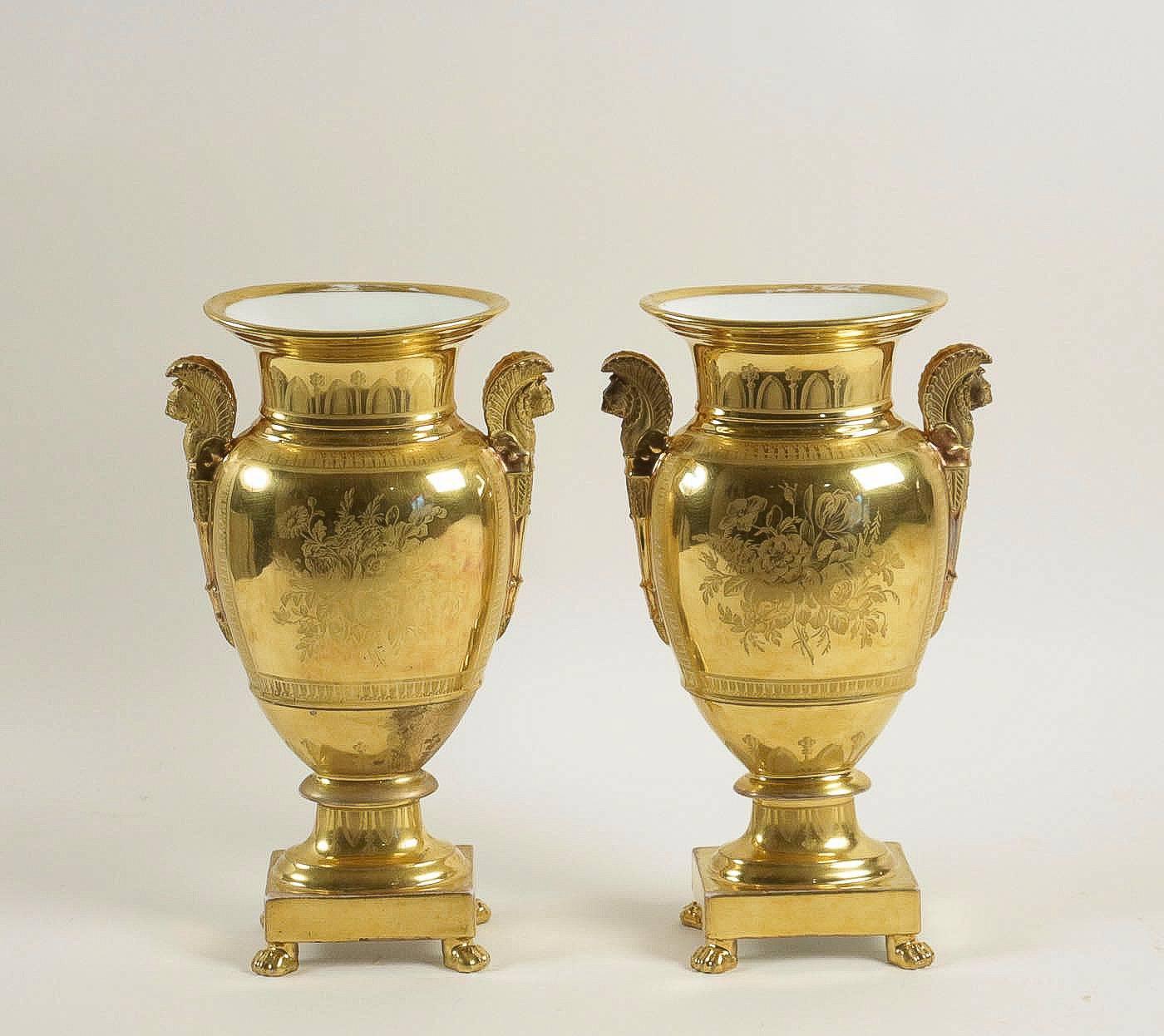 French Empire Period, Rare Pair of Vases Stamped by Darte Freres Palais Royal 2