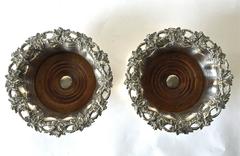 Padley, Parkin & Co. Pair of Victorian Silver Plated Wine Coasters