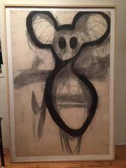 Joyce Pensato "Mary Ann's Bambi (Mickey)", 1989, Charcoal on Paper, Signed
