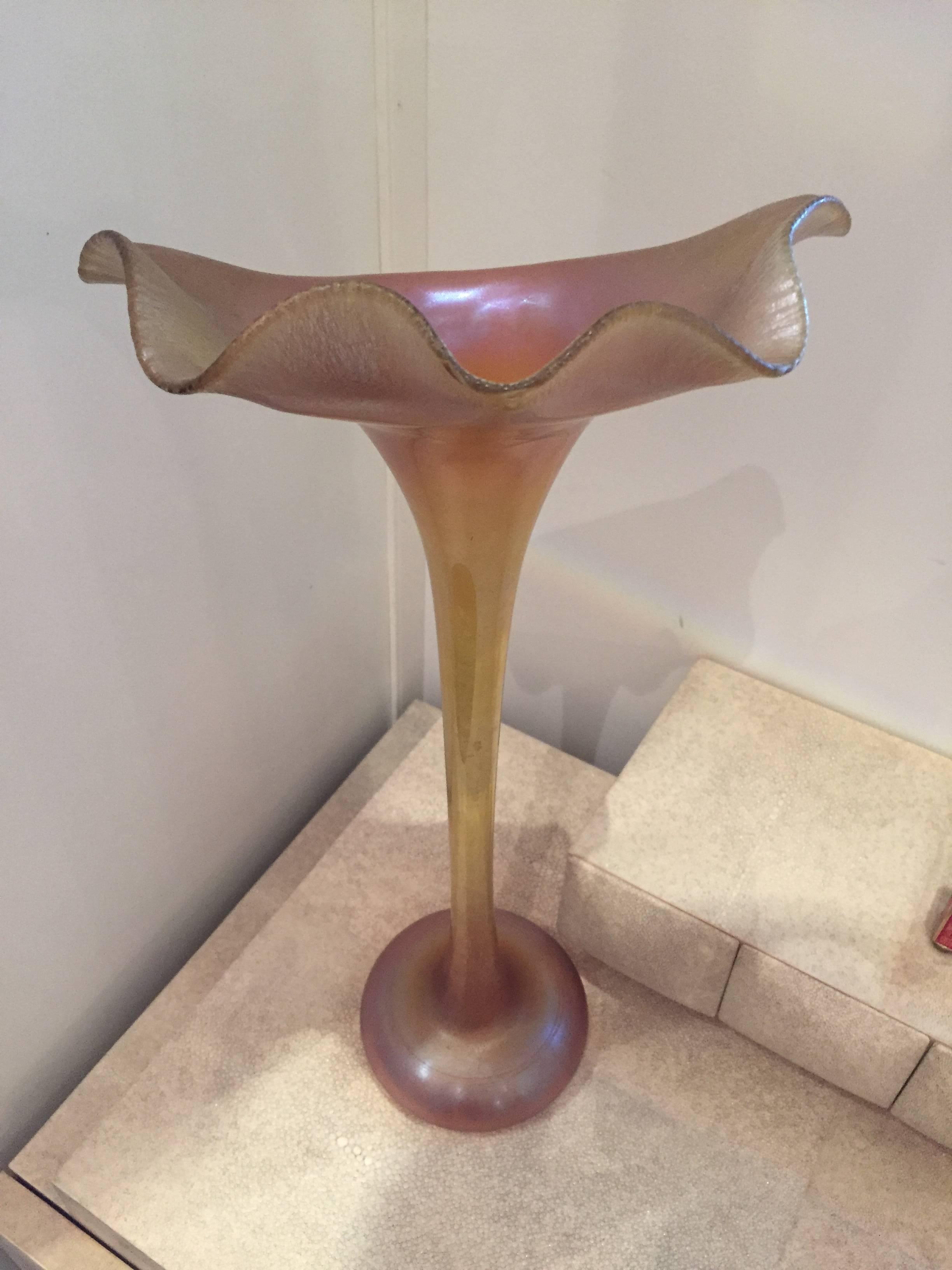 American Tiffany Studios Gold Favrile Tall Jack in the Pulpit, Signed, 20th Century For Sale