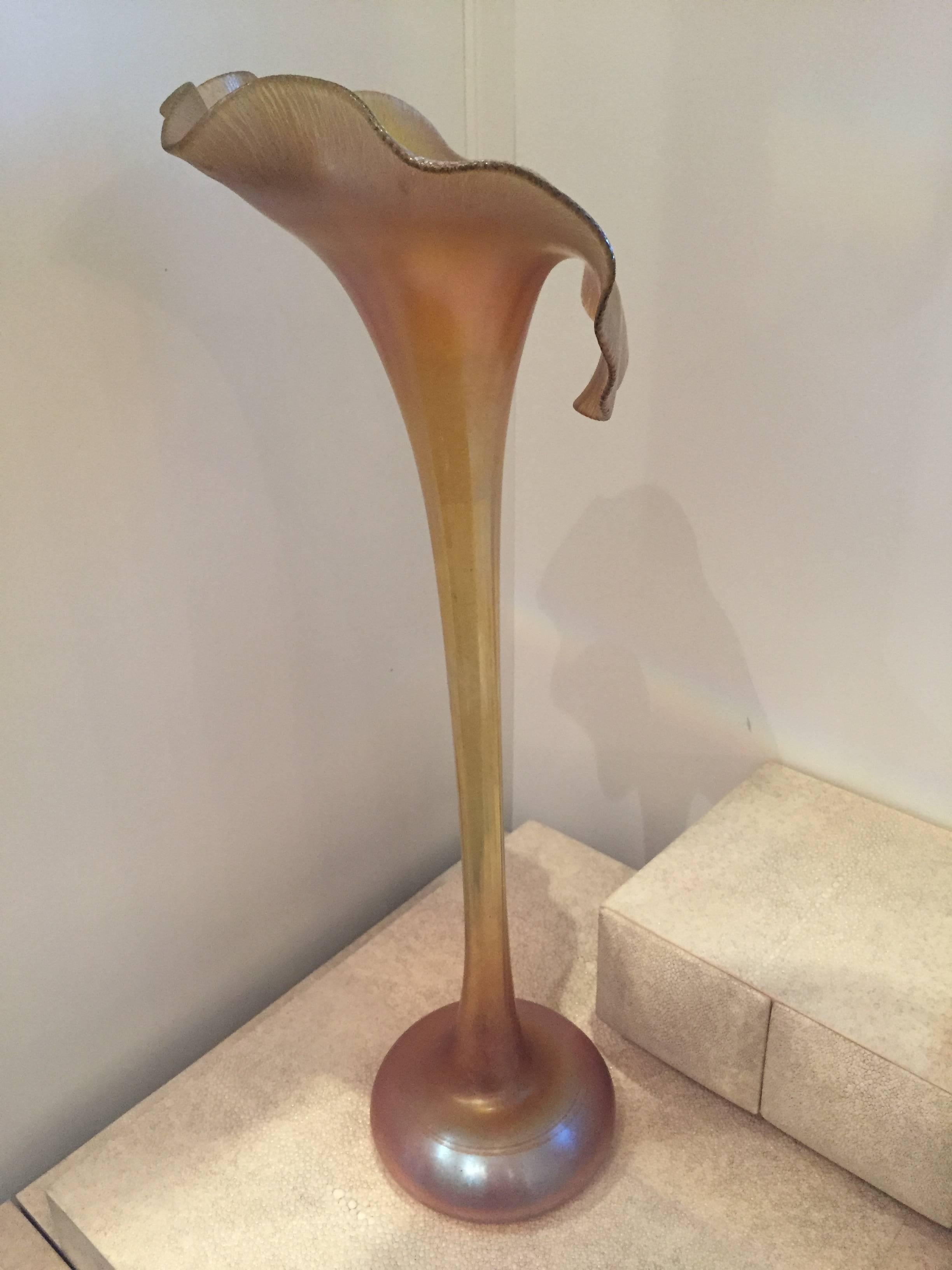 Tiffany Studios Gold Favrile Tall Jack in the Pulpit, Signed, 20th Century In Fair Condition For Sale In New York, NY