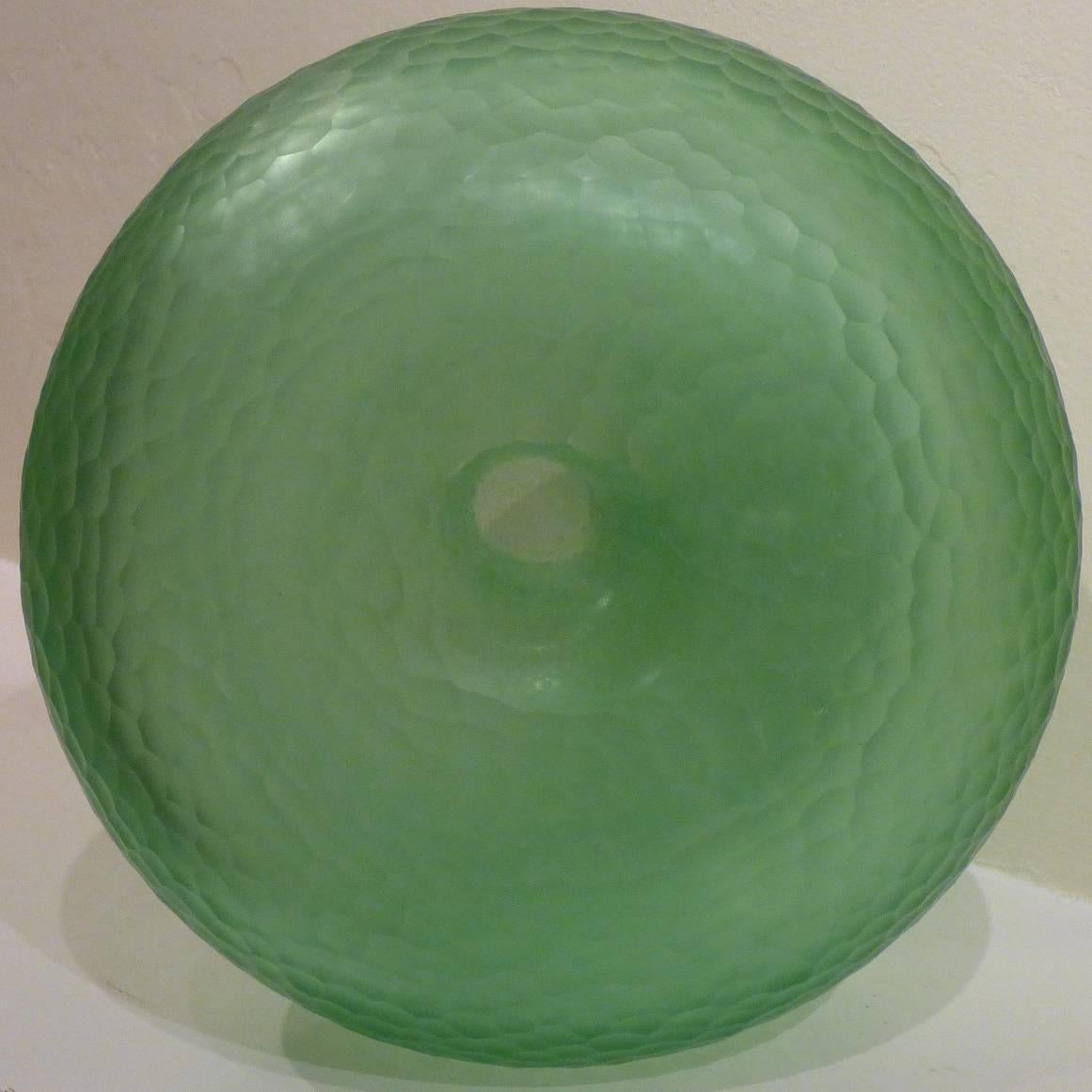 Italian Carlo Scarpa Battuto Green Glass Vase, Venini, Murano