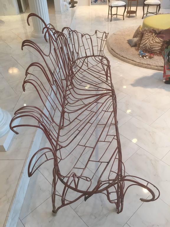 Tony Duquette, Painted Wrought Steel Bench, 1960s For Sale at 1stDibs