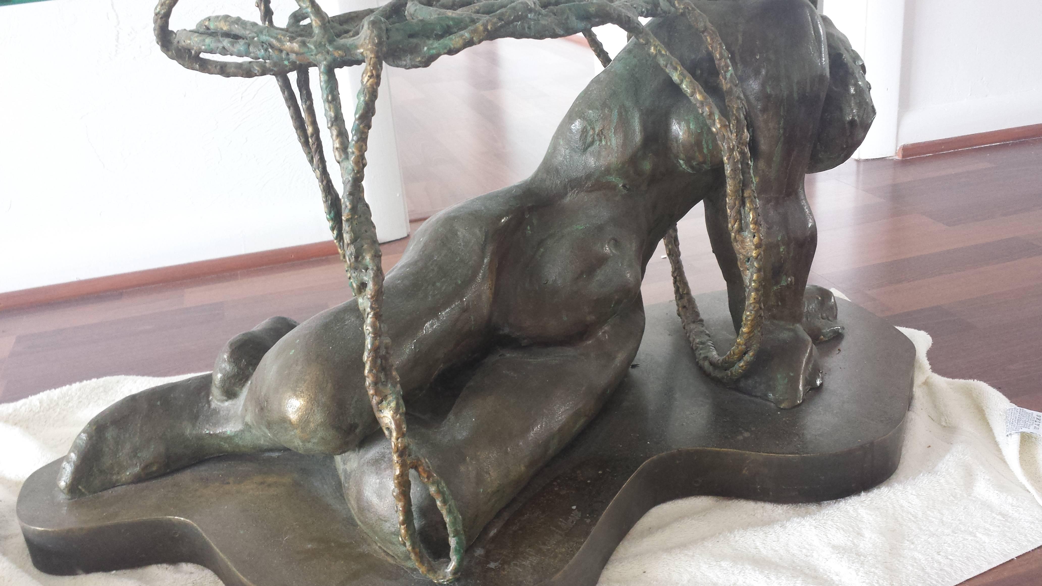 American Philip and Kelvin LaVerne, Persephone Enslaved Bronze Coffee Table, circa 1969 For Sale