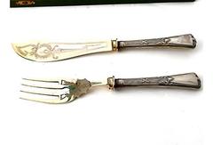 Pair of German Silver Fish Servers, circa 1900, .800 Standard