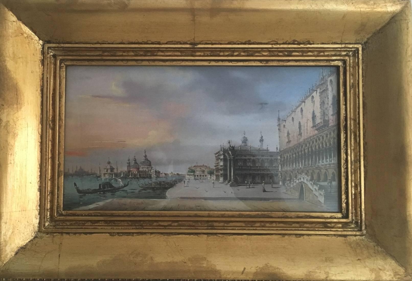MarCo Grubacs (Italian, 1839-1910), two views of Venice, oil on wood panel, signed. 

Two oil on wood panel paintings under glass, each signed M Grubas, lower left, in oil. View of the Grand Canal and The Bacino di San MarCo.

Each: 
Height 5.5