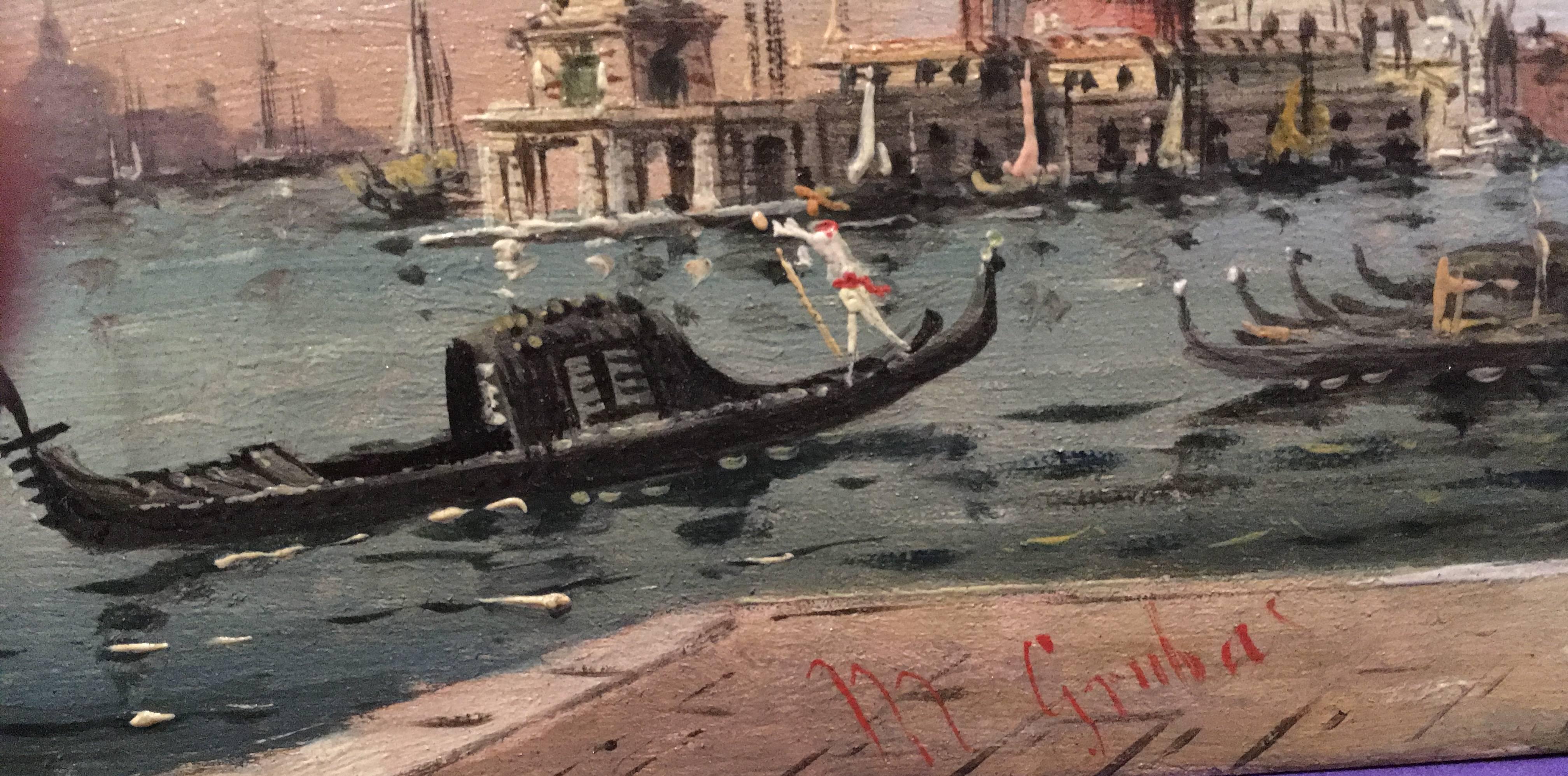 MarCo Grubacs, Two Views of Venice, Oil on Wood Panel For Sale 1