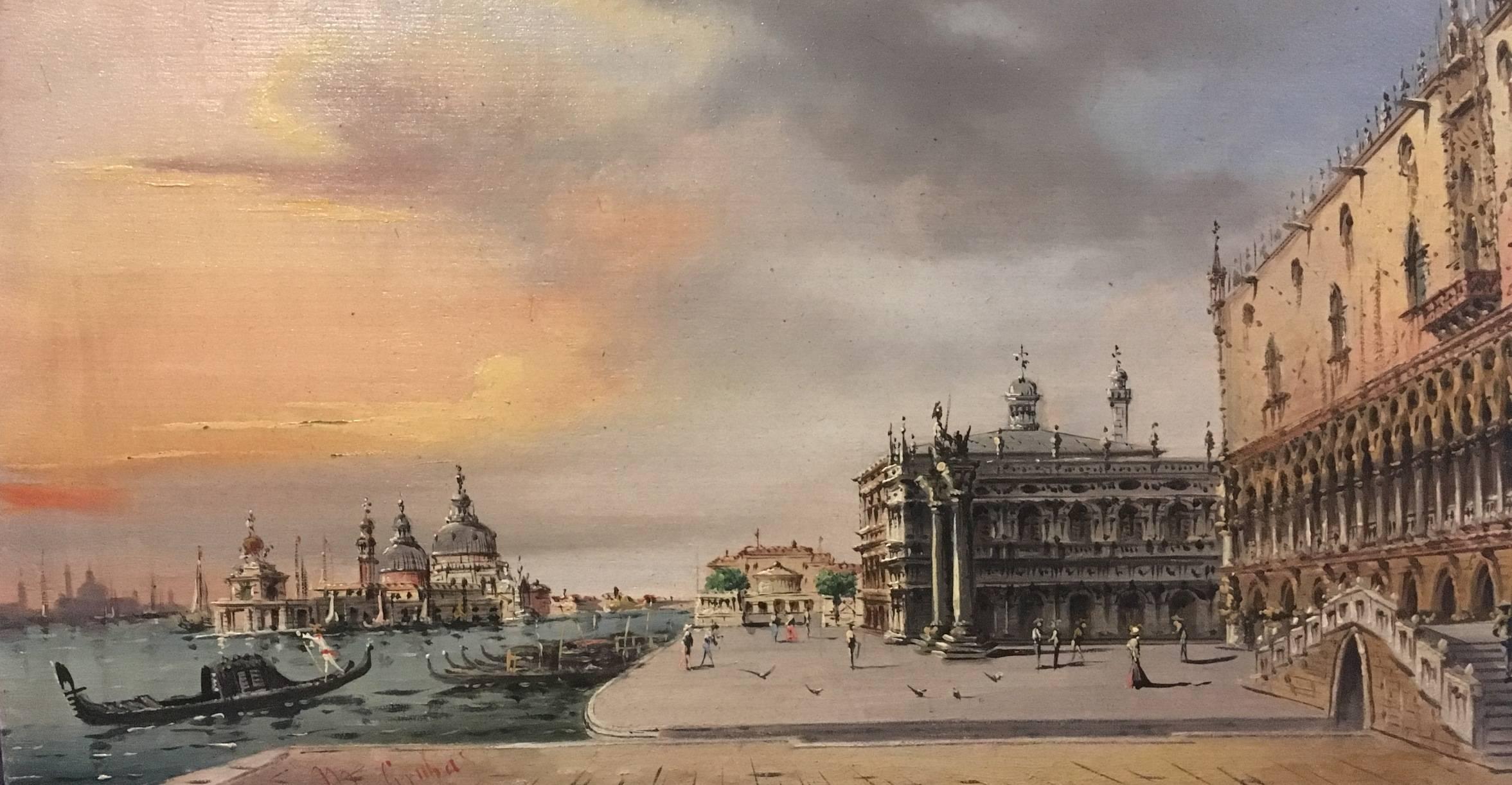 MarCo Grubacs, Two Views of Venice, Oil on Wood Panel For Sale 3