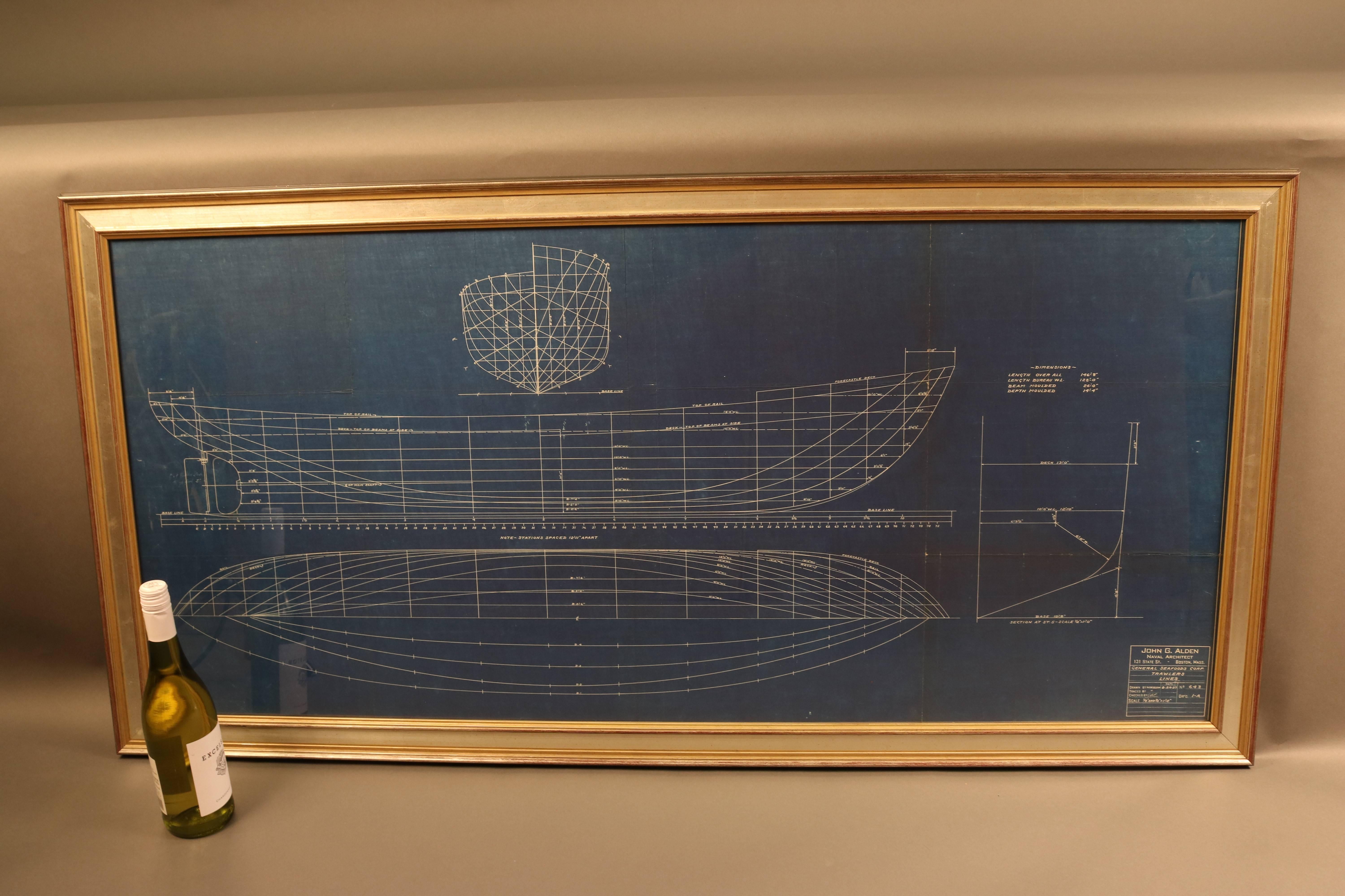 Early 20th Century Blueprint by John Alden For Sale 1