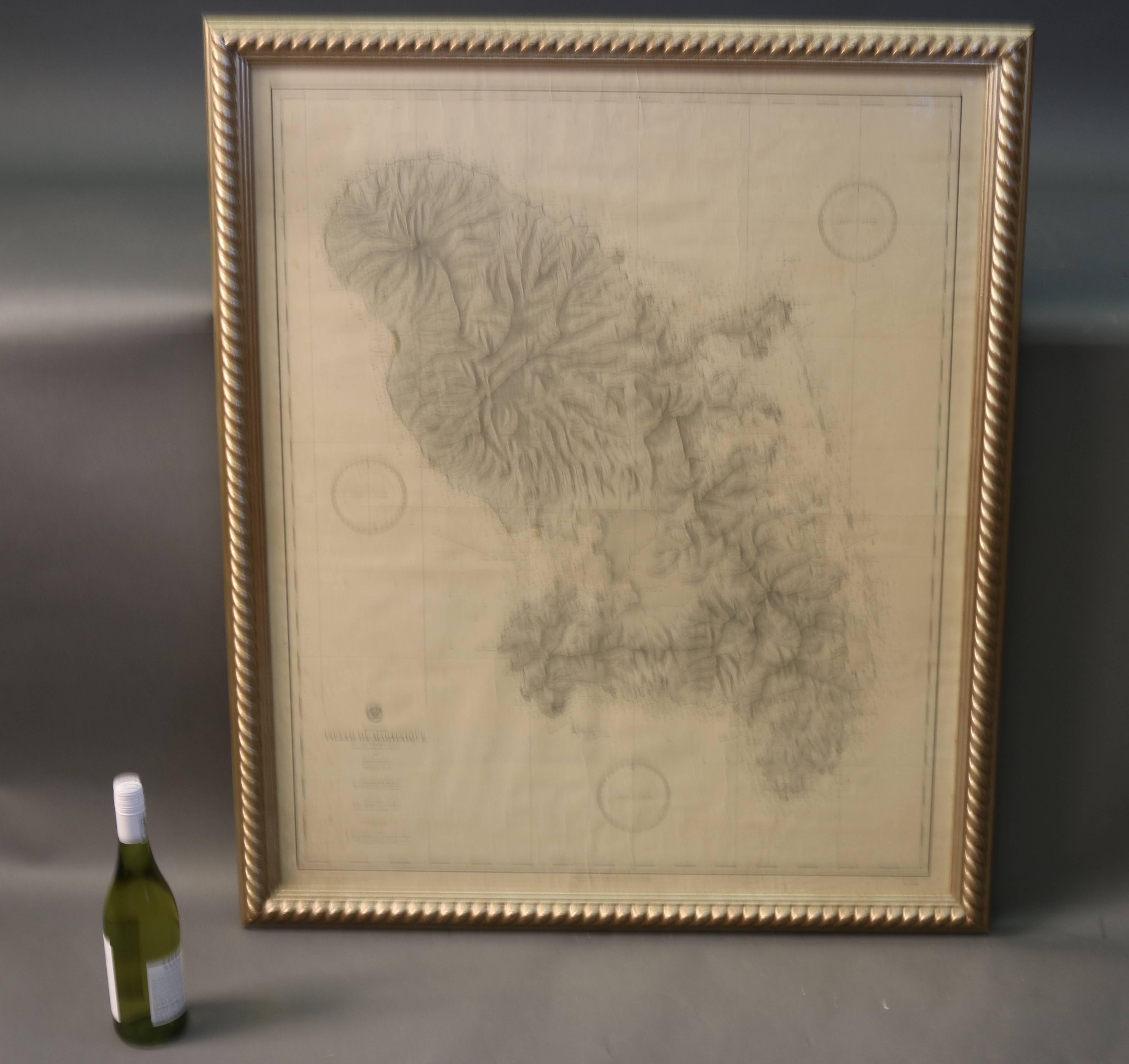19th Century Nautical Chart of Martinique For Sale 1