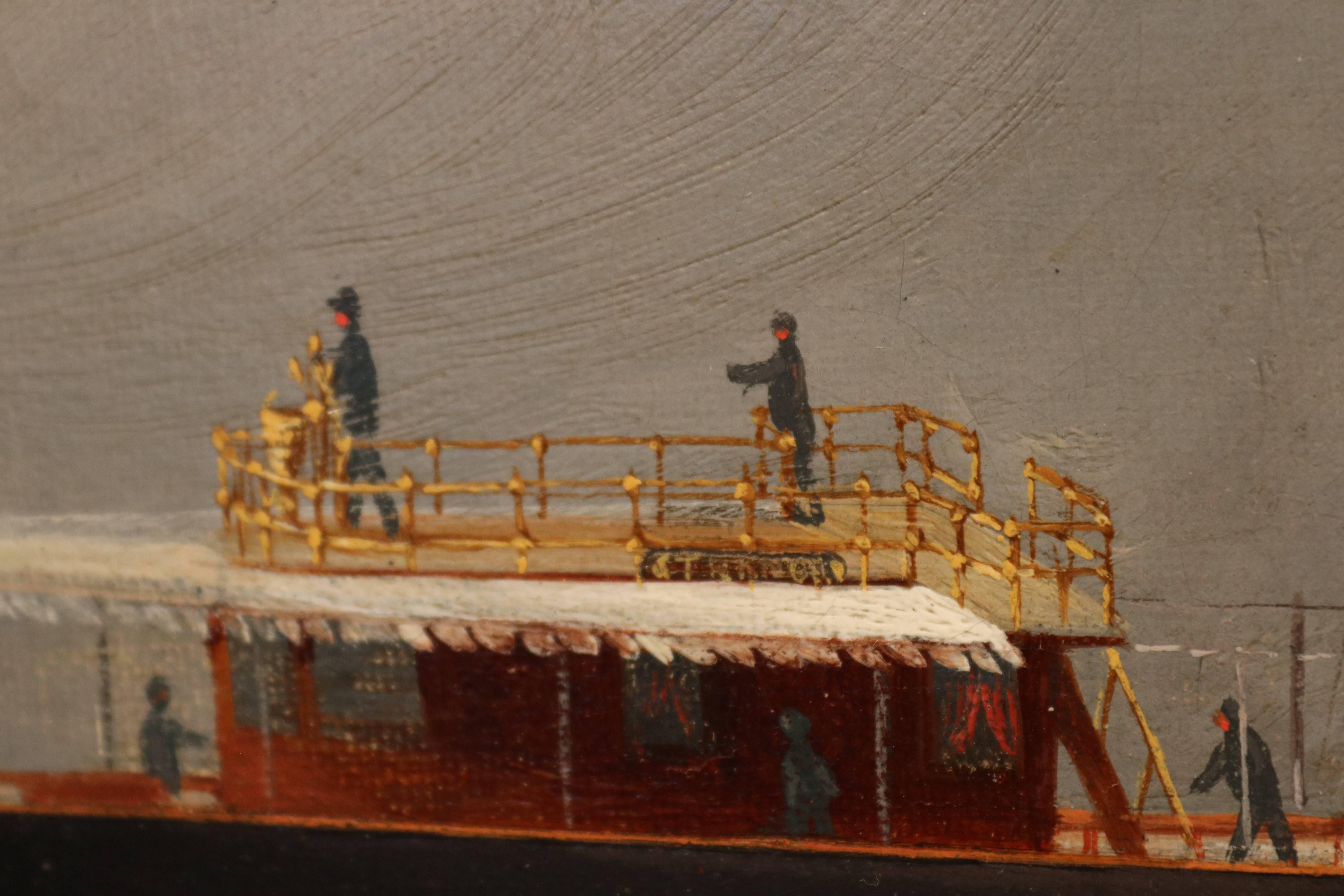 19th Century Oil on Canvas of a Steam Yacht Underway In Good Condition In Norwell, MA