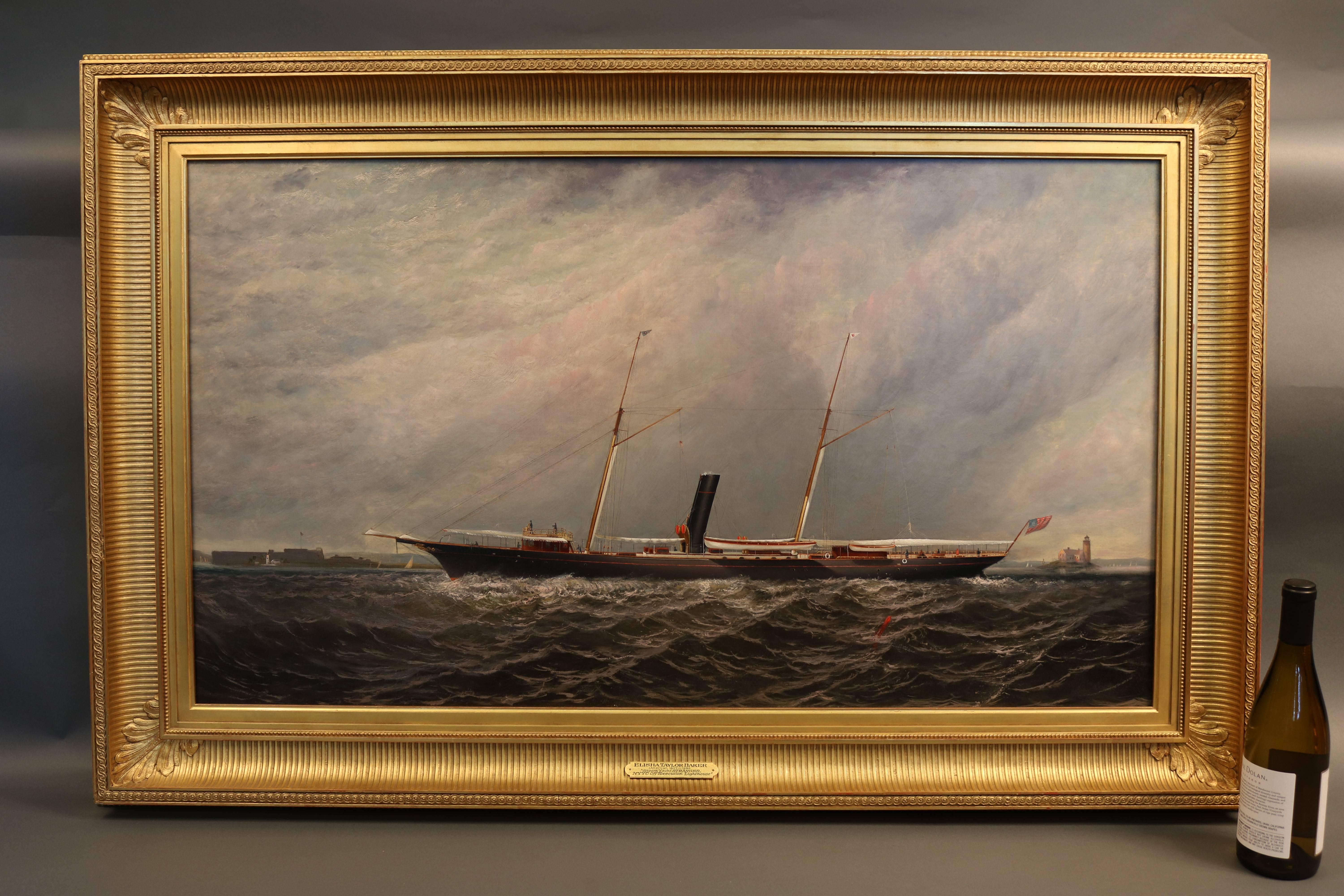 19th Century Oil on Canvas of a Steam Yacht Underway 4