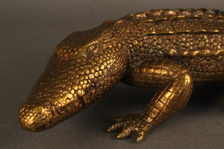 Cast Brass Alligator Wine Holder at 1stdibs