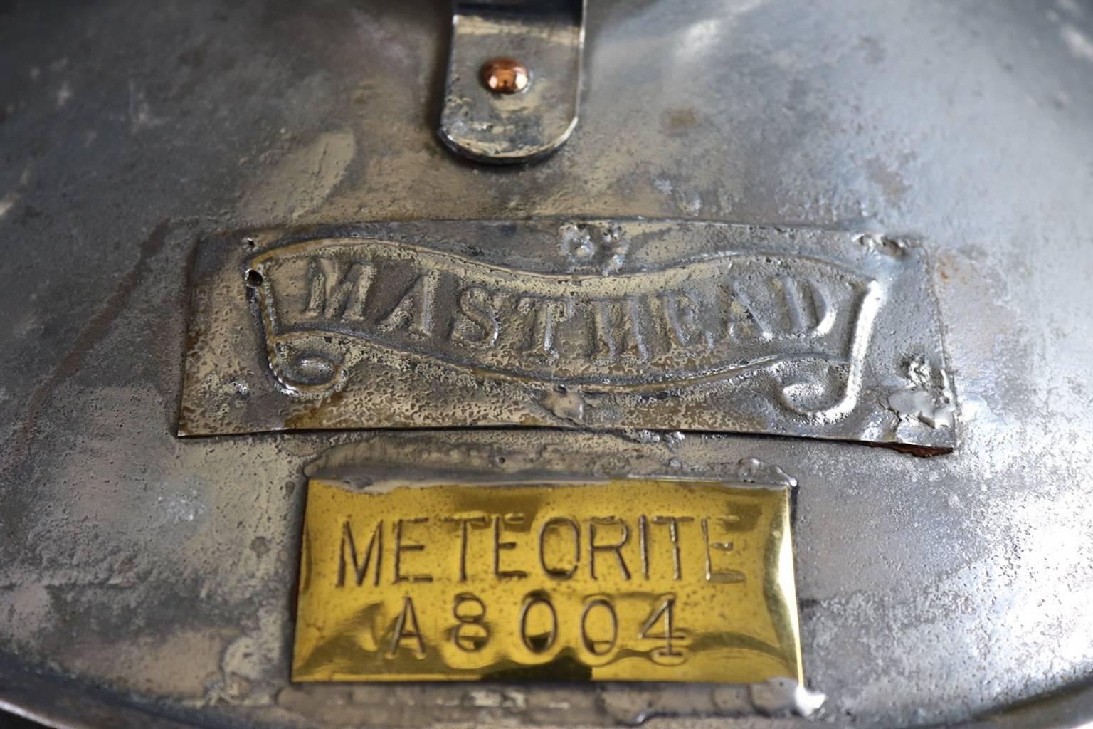 Outstanding polished steel ship's masthead lantern with brass trim, Fresnel lens, badges and etc. Dimensions: 14" L x 13" W x 20" H (with or without handle).