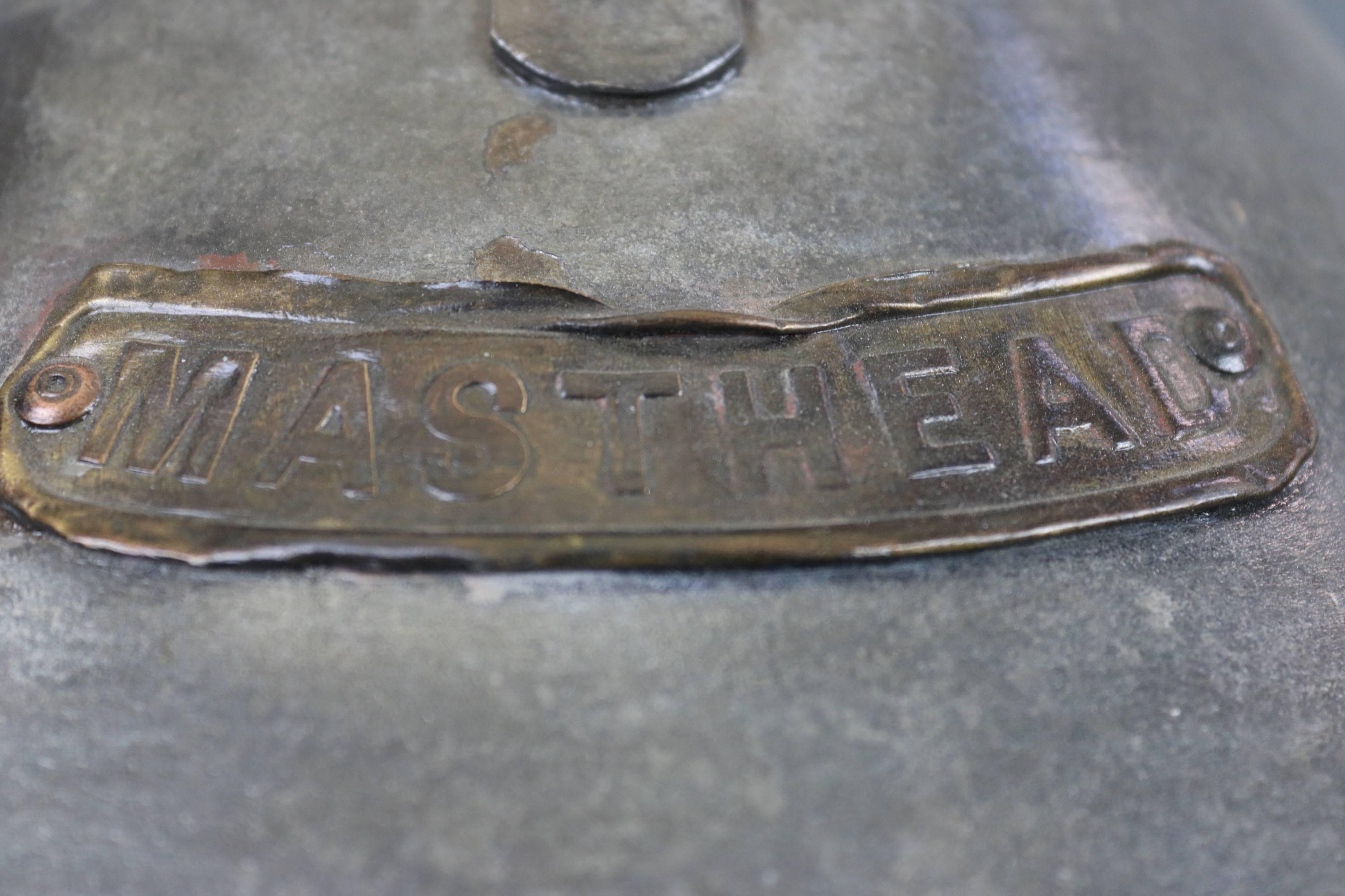Ship's masthead lantern by Seahorse of Great Britain. With thick fresnel glass lens. Brass badge with Seahorse logo.