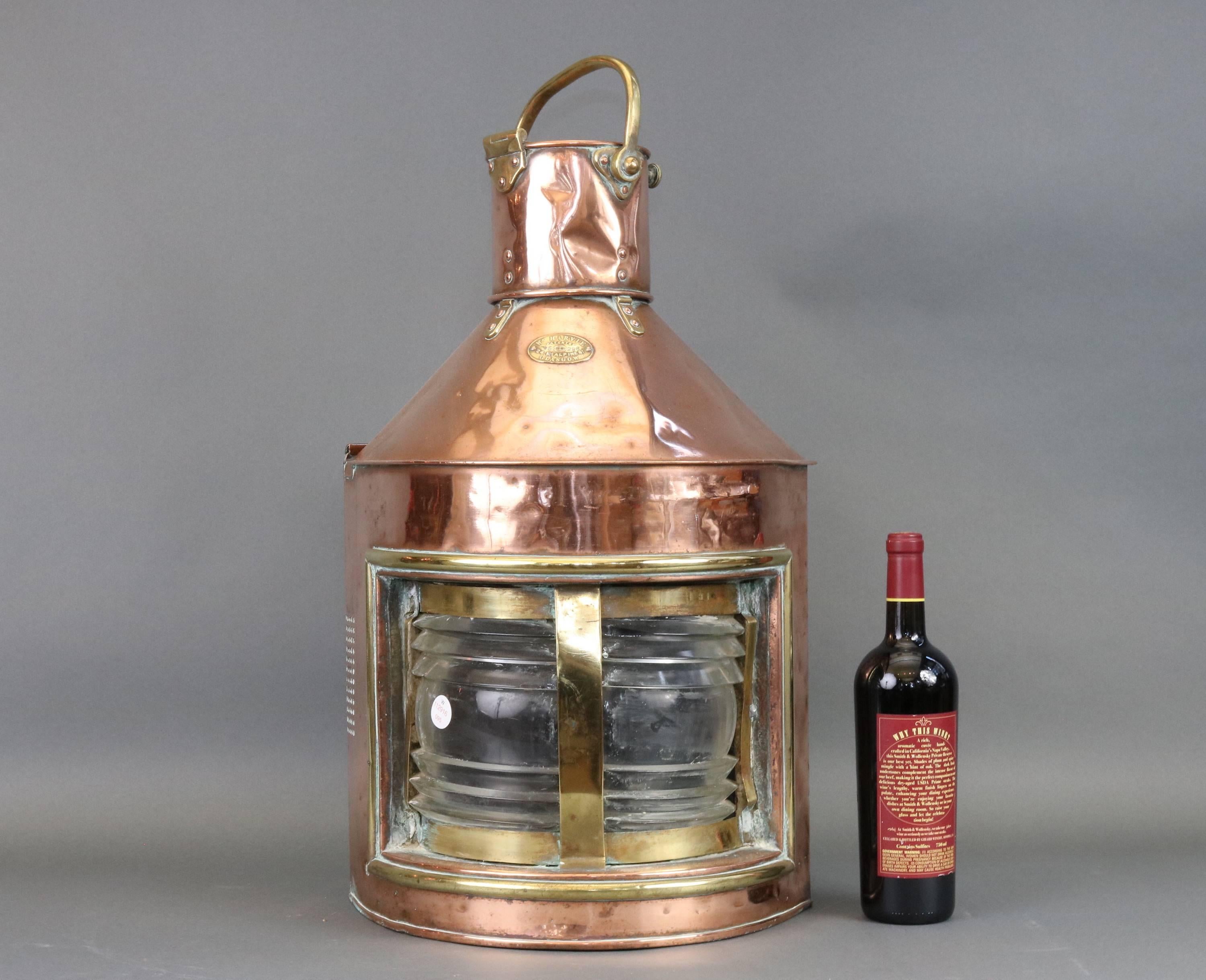 Early Copper and Brass Starboard Lantern For Sale 1