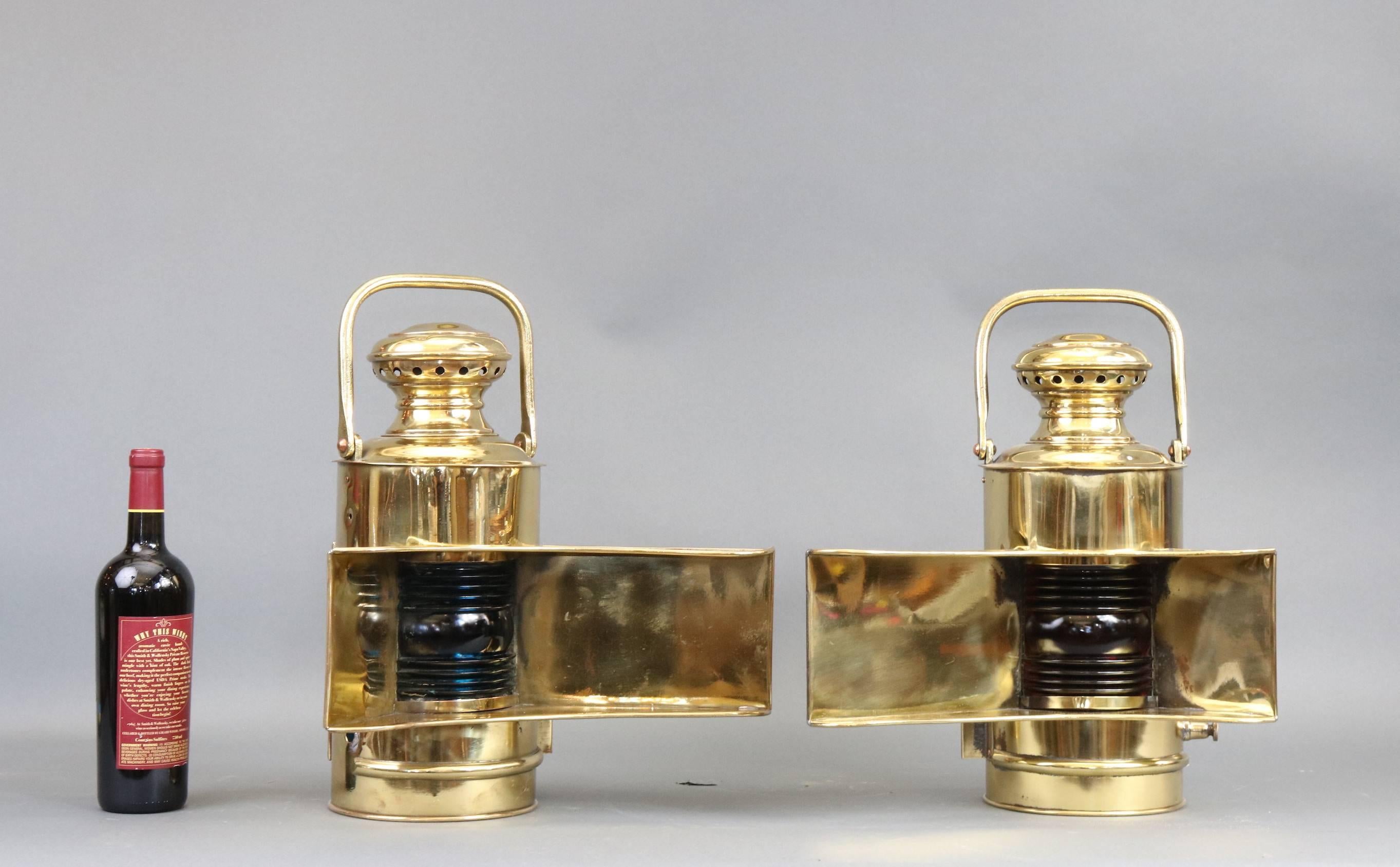 Brass Port and Starboard Wing Lanterns For Sale