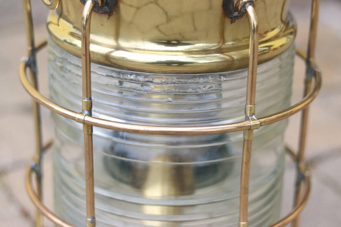 Brass Anchor Lantern by Perko In Good Condition For Sale In Norwell, MA