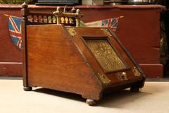 Antique Brass and Wood Coal Hod
