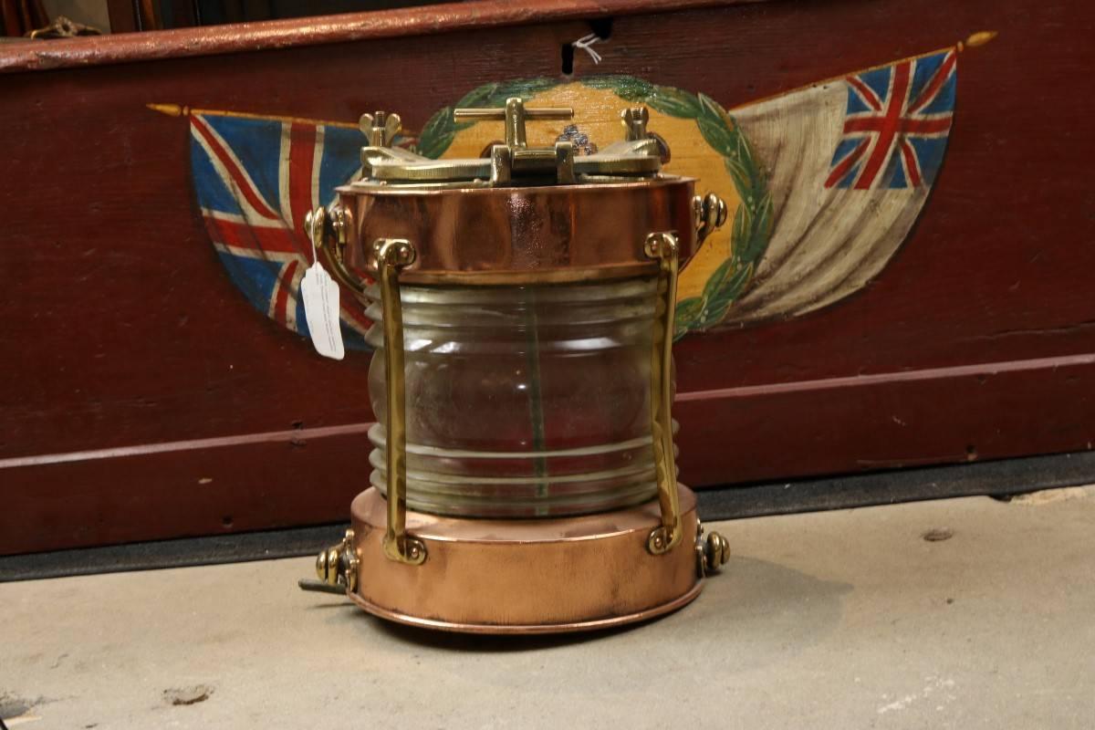 20th Century Brass and Copper Anchor Lantern For Sale