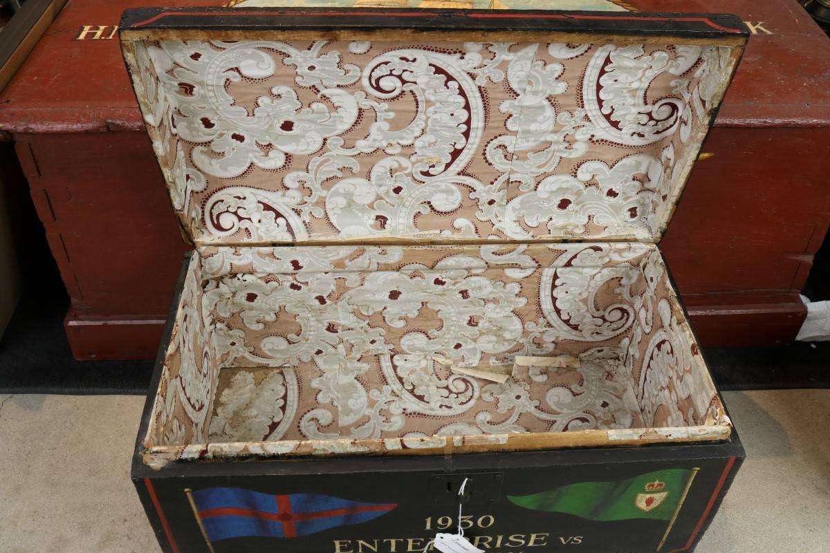 Domed Topped Sea Chest with Painted Decoration In Good Condition In Norwell, MA