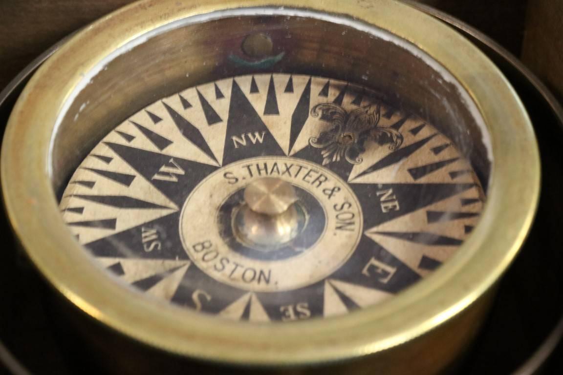 Mid-19th Century Boxed Compass In Good Condition In Norwell, MA
