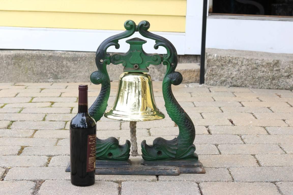 Brass Bell on Iron Frame In Good Condition In Norwell, MA