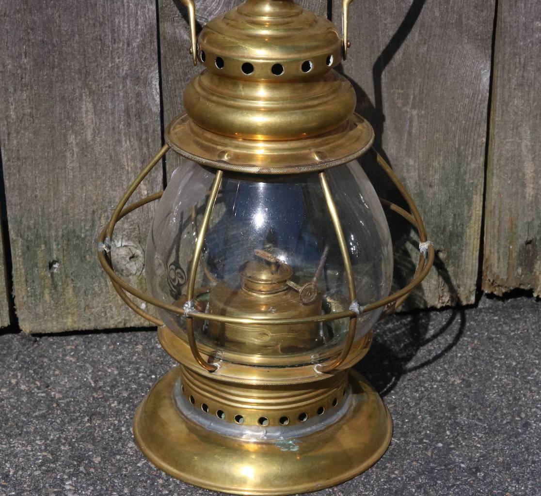 Brass Cabin Lantern In Good Condition In Norwell, MA