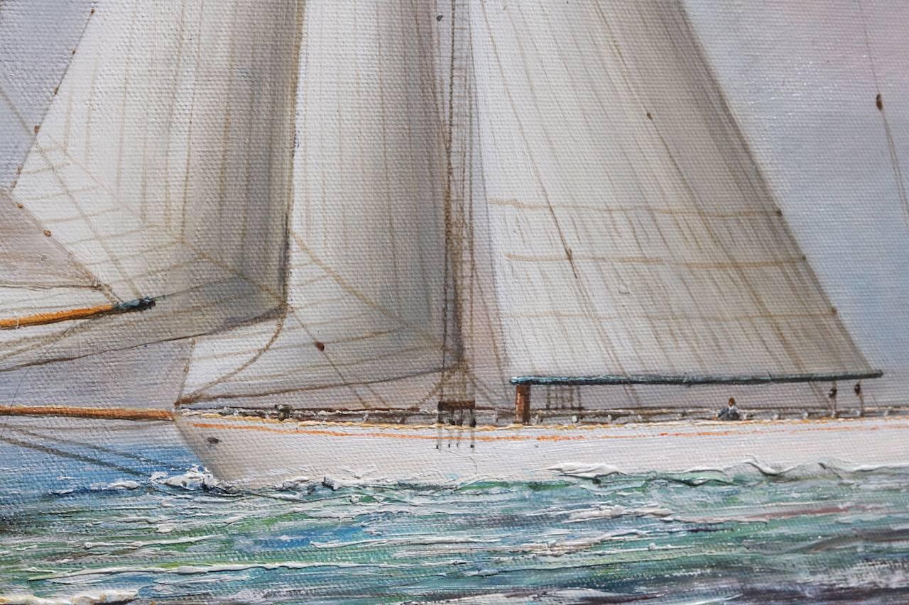Oil Painting of Two Gaff Rigged Yachts 2