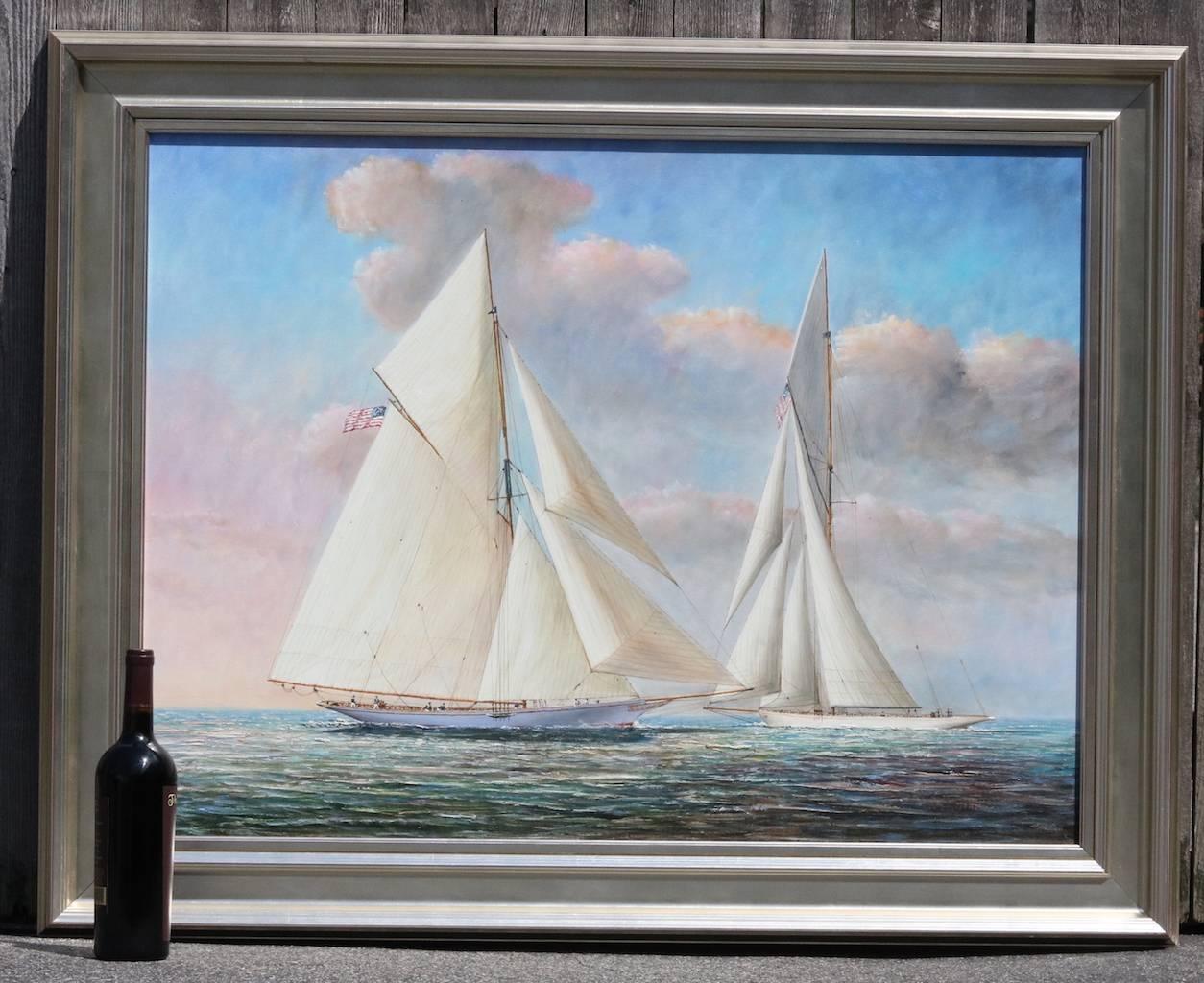 Oil Painting of Two Gaff Rigged Yachts 1