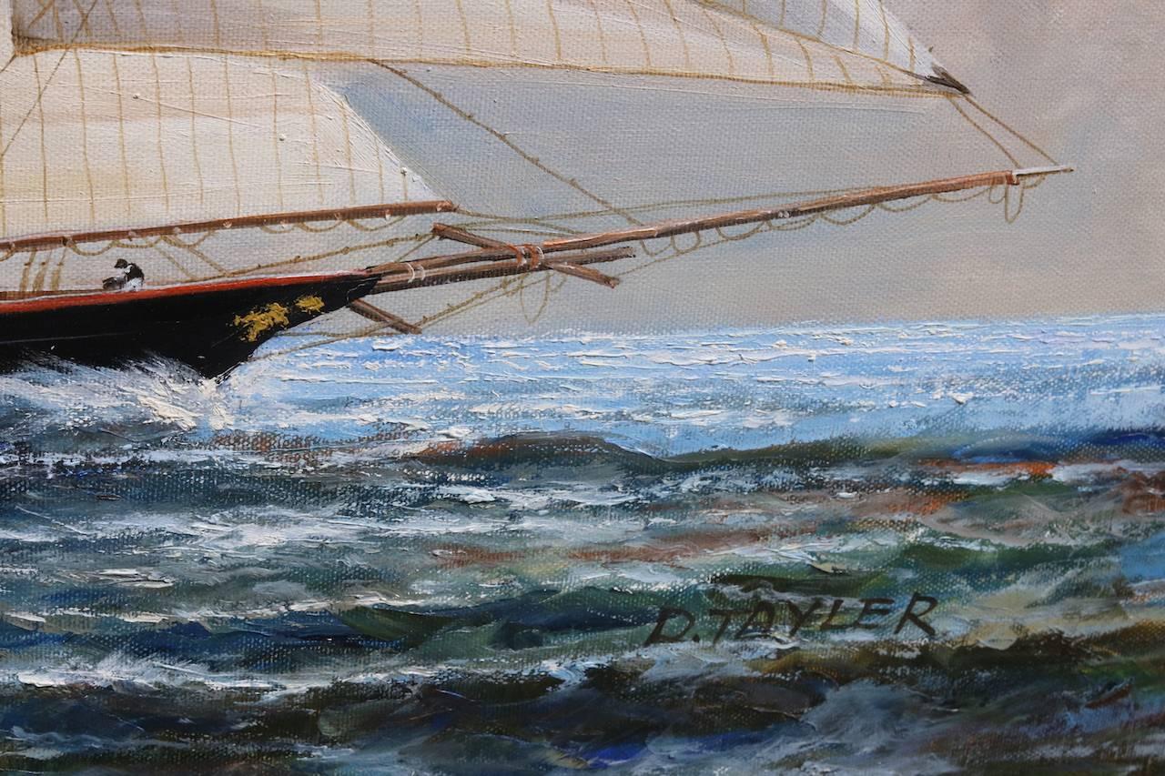 Oil on Canvas Two-Masted Schooner 2