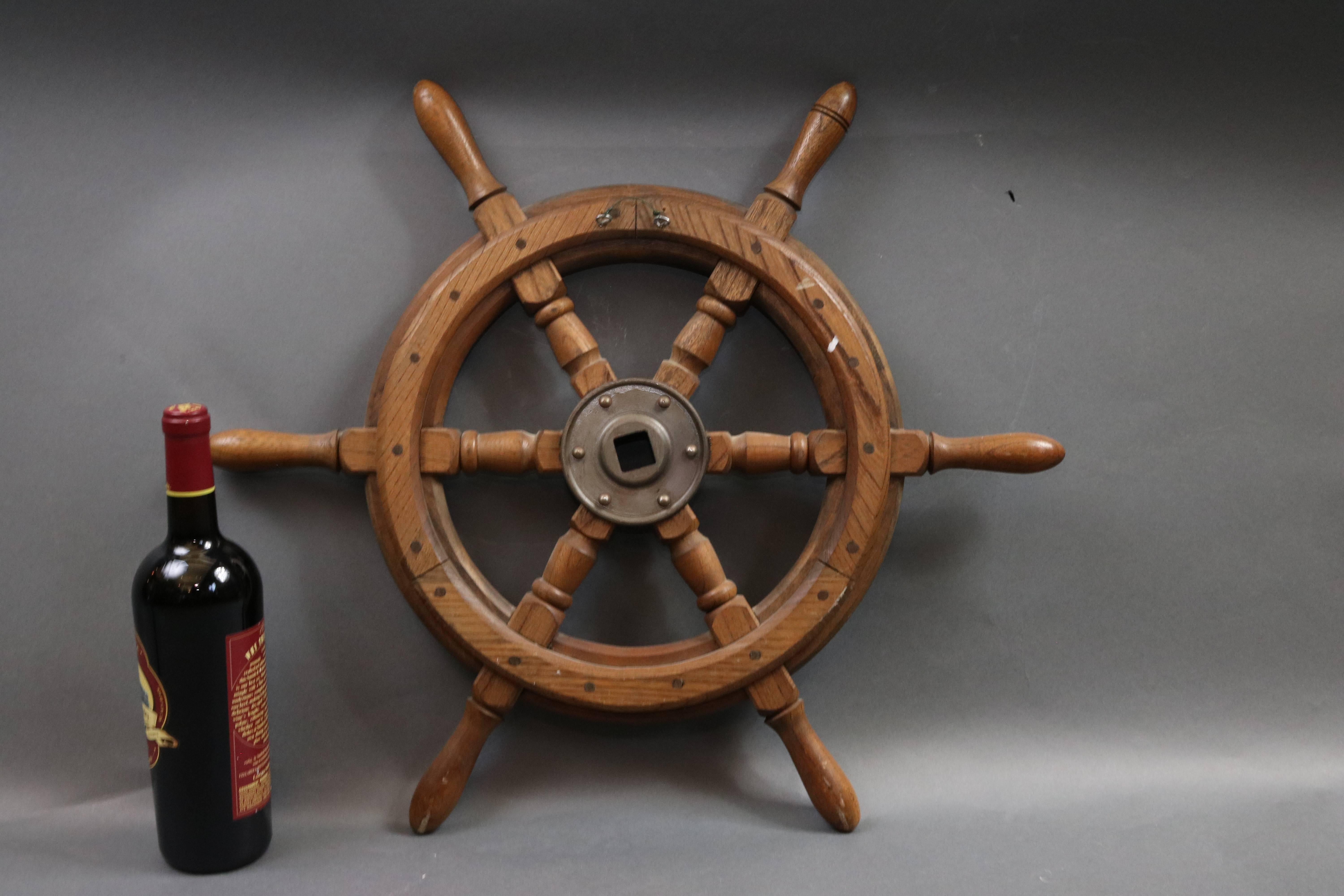 Six Spoke Ship's Wheel In Good Condition In Norwell, MA