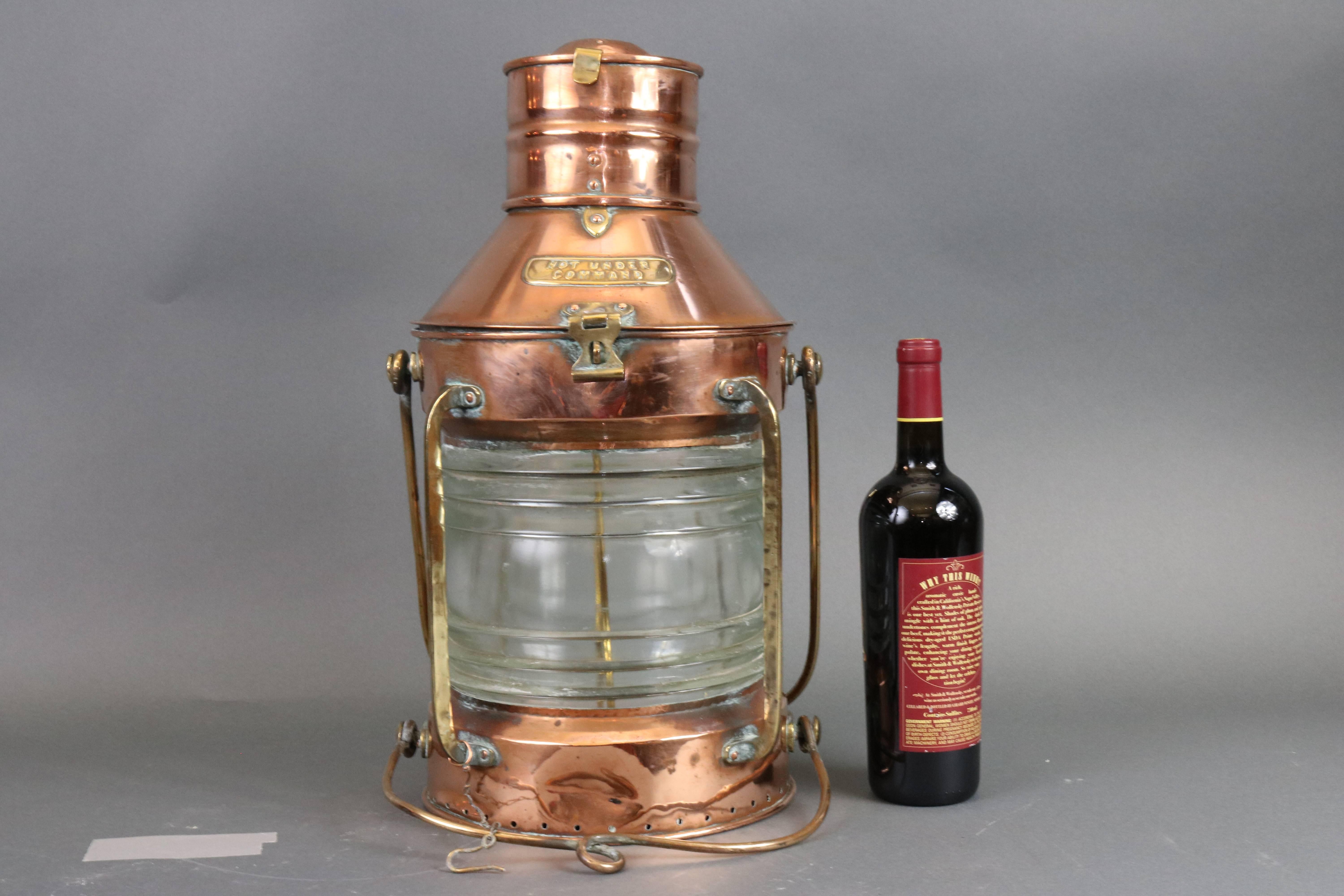 Solid Copper Not under Command Lantern In Good Condition For Sale In Norwell, MA
