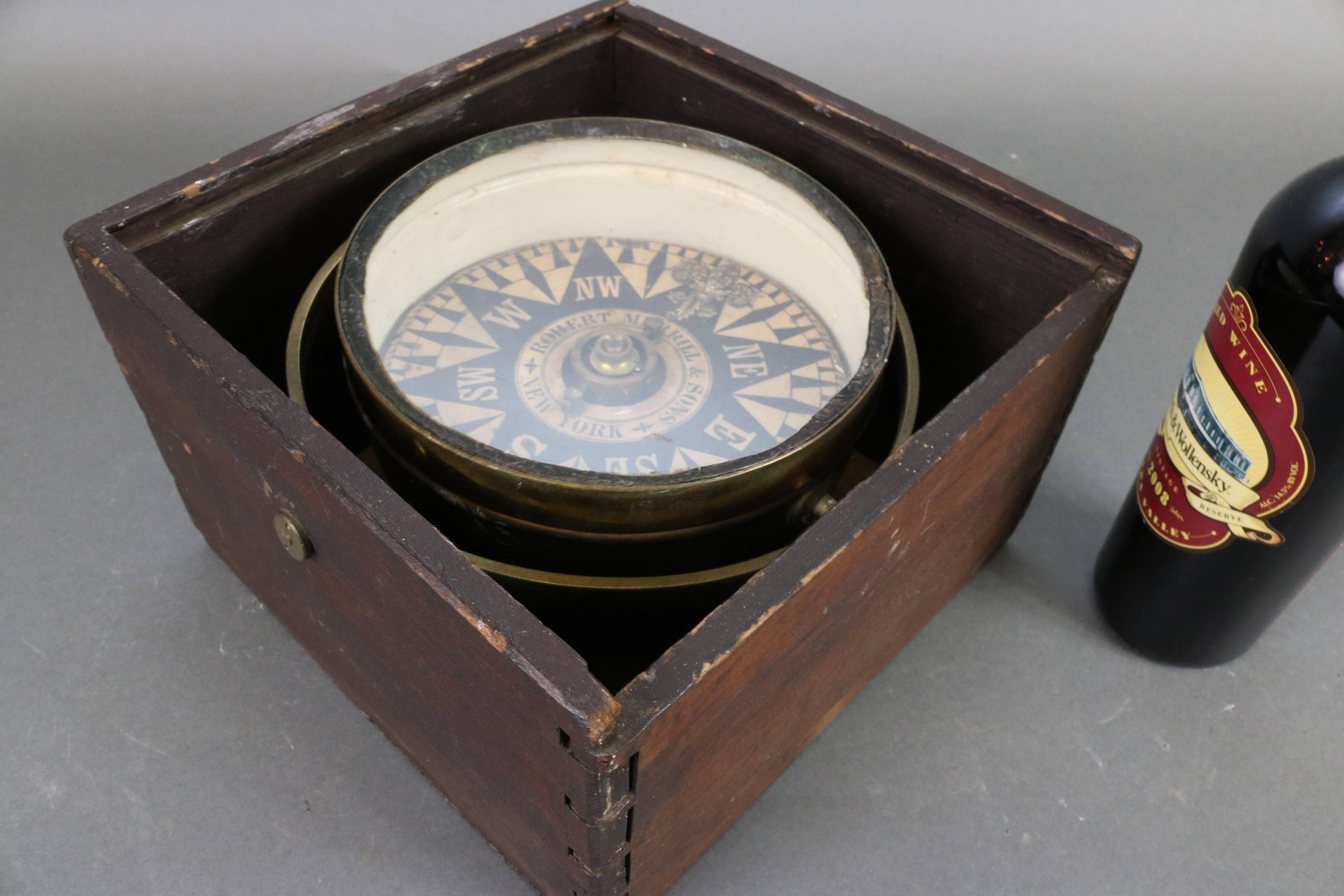 19th Century Robert Merill & Sons Ship's Compass For Sale