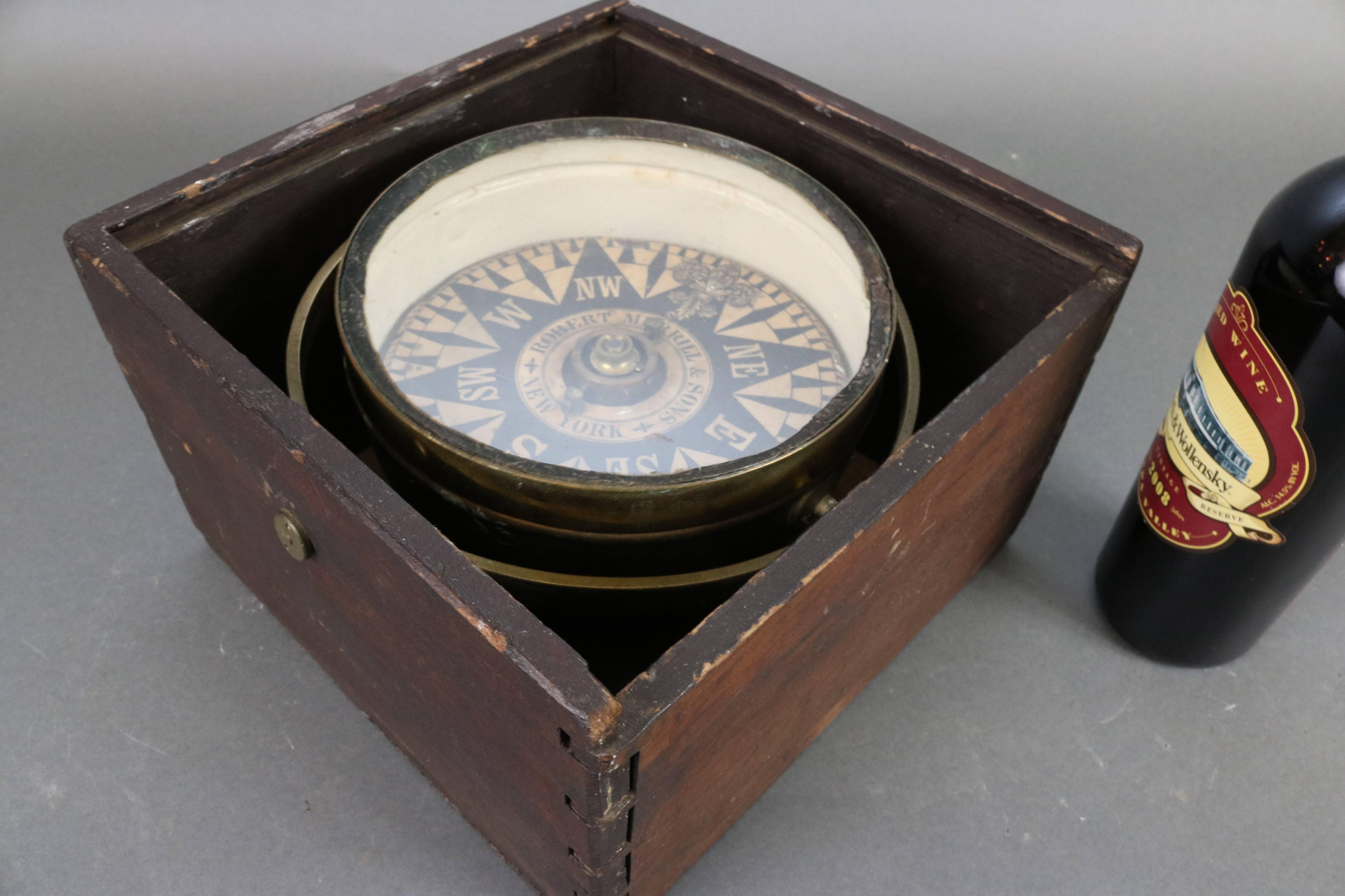 19th Century Robert Merill & Sons Ship's Compass