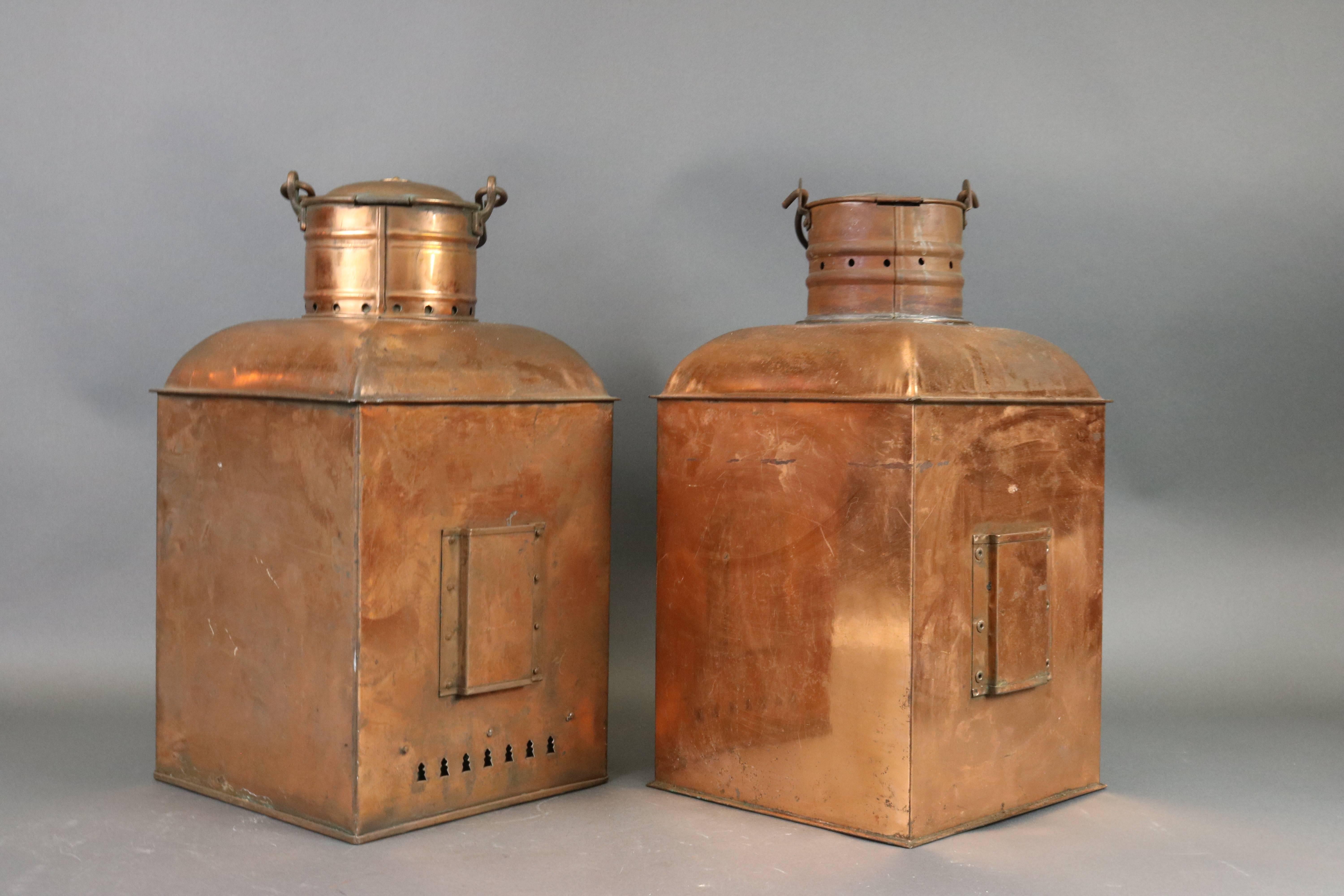 20th Century Two Copper Port Lanterns For Sale