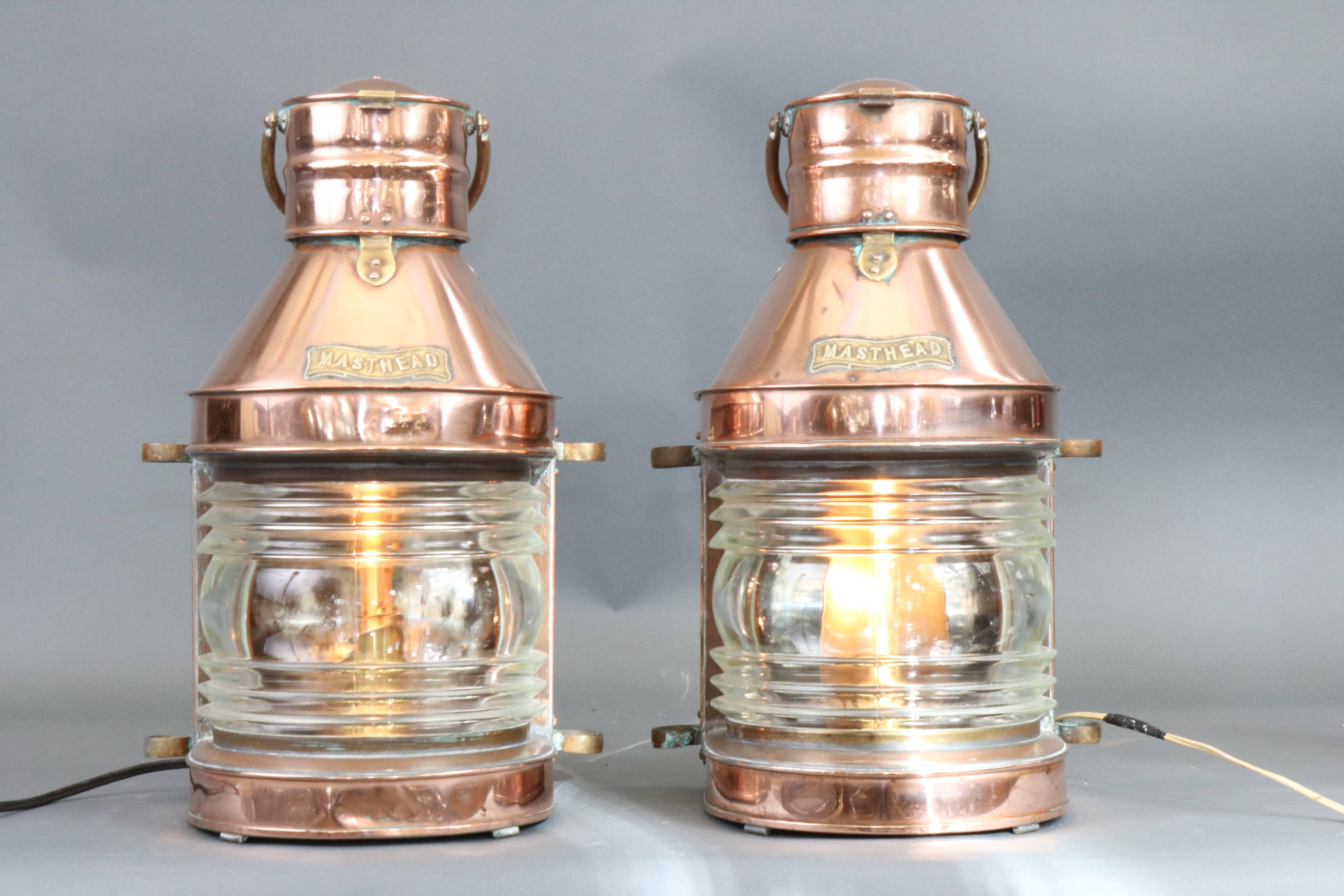 Fine Early Pair of Copper Ship's Masthead Lanterns 3