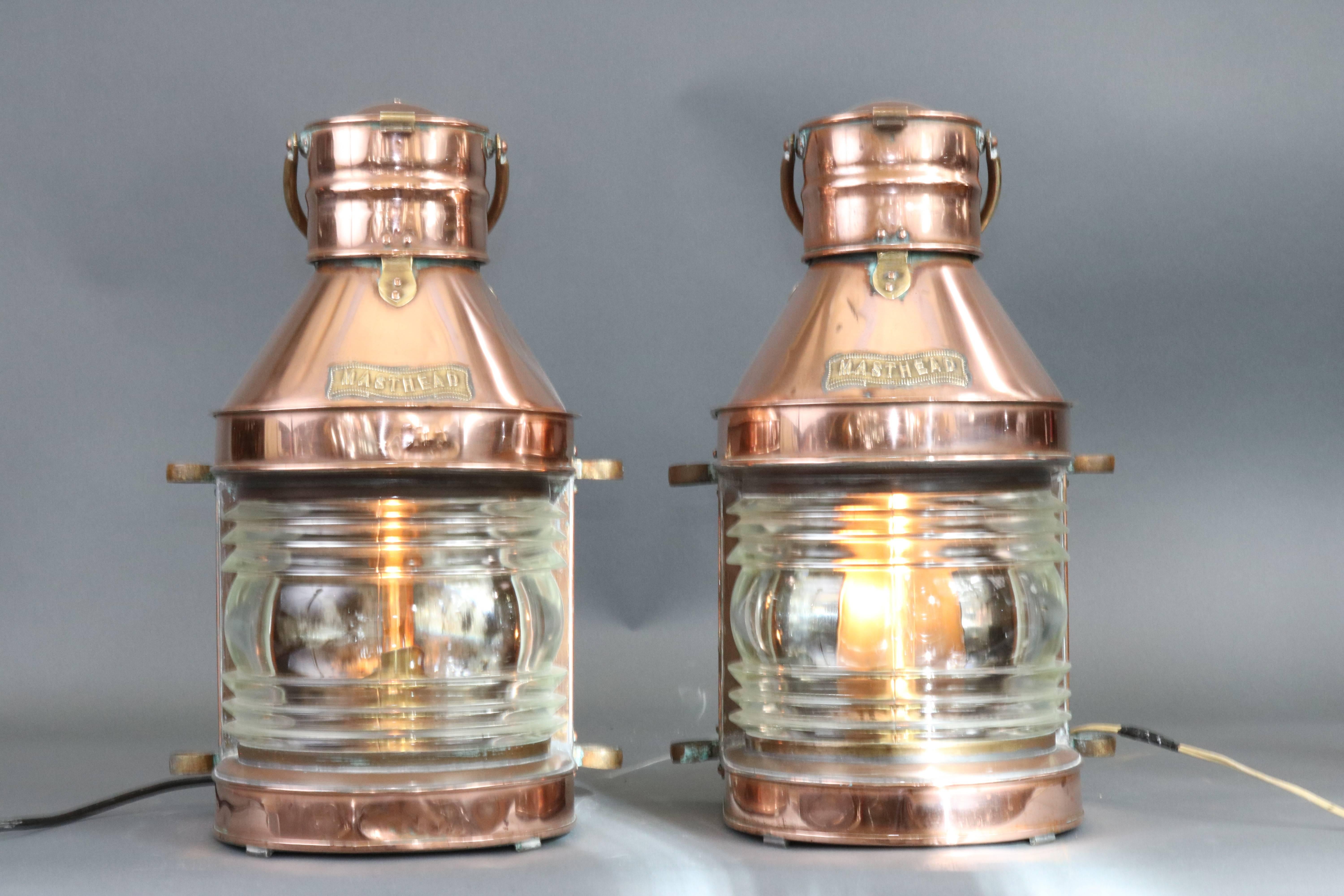 Fine Early Pair of Copper Ship's Masthead Lanterns 2