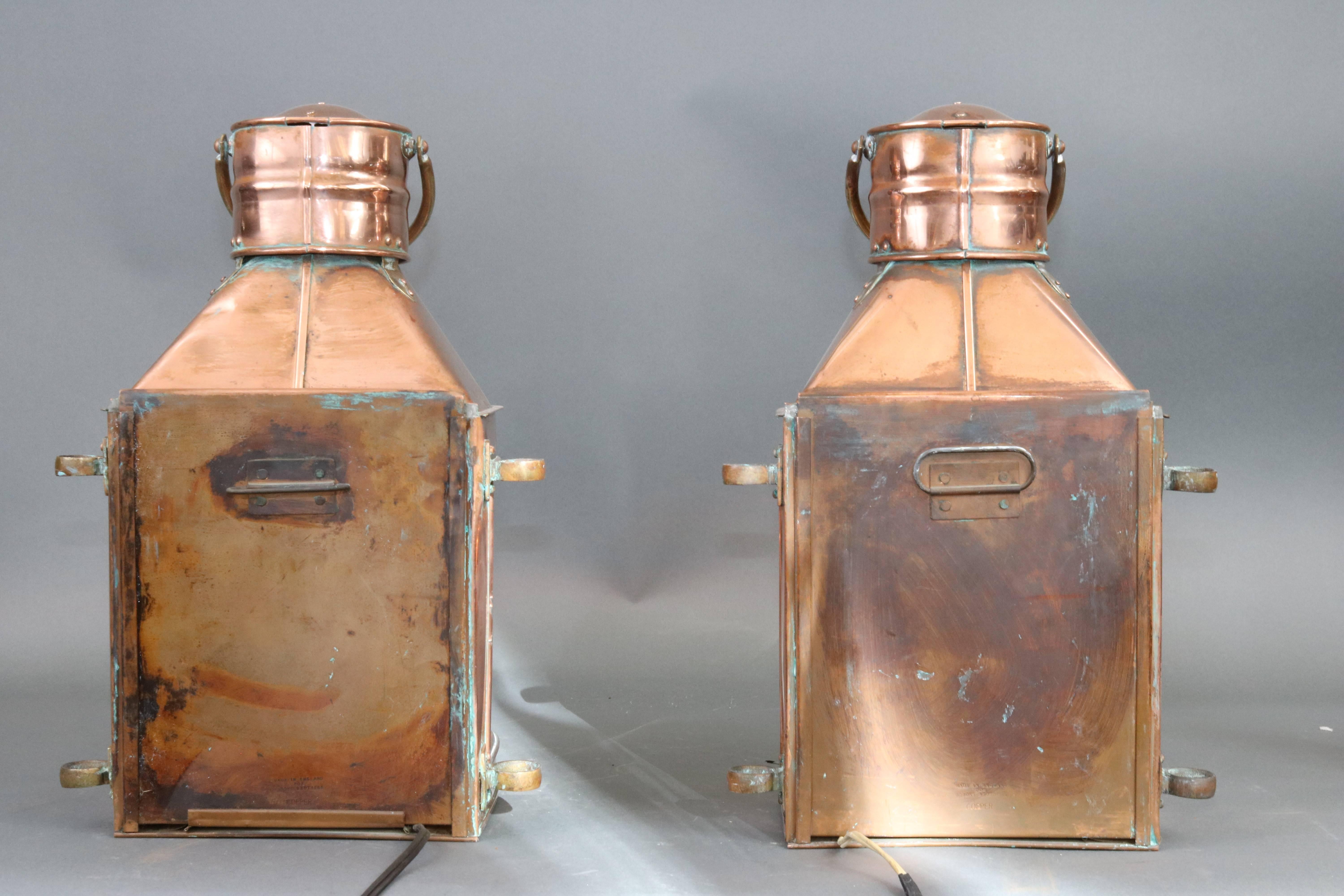 20th Century Fine Early Pair of Copper Ship's Masthead Lanterns