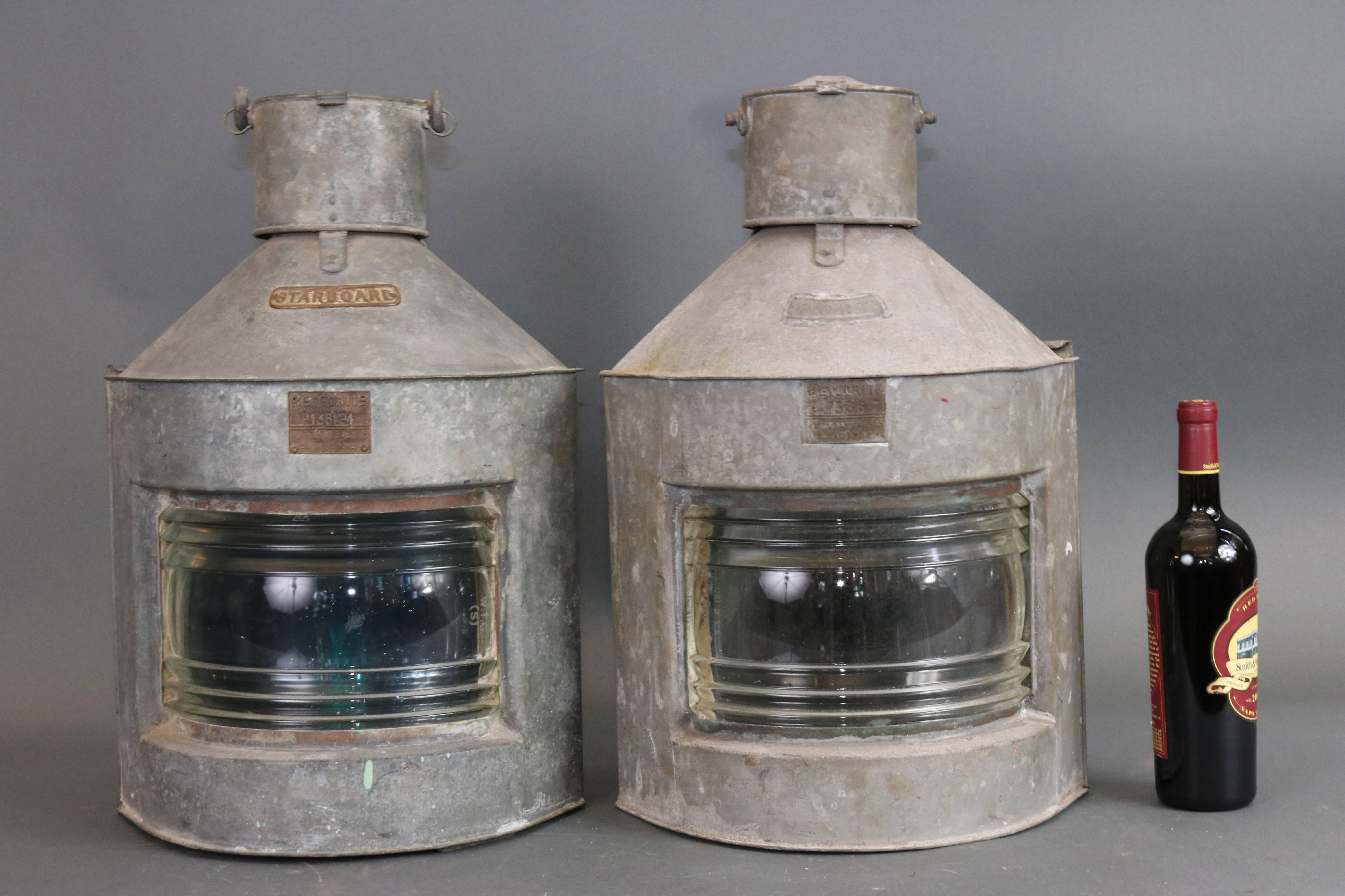 20th Century Port and Starboard Lanterns with Steel Cases