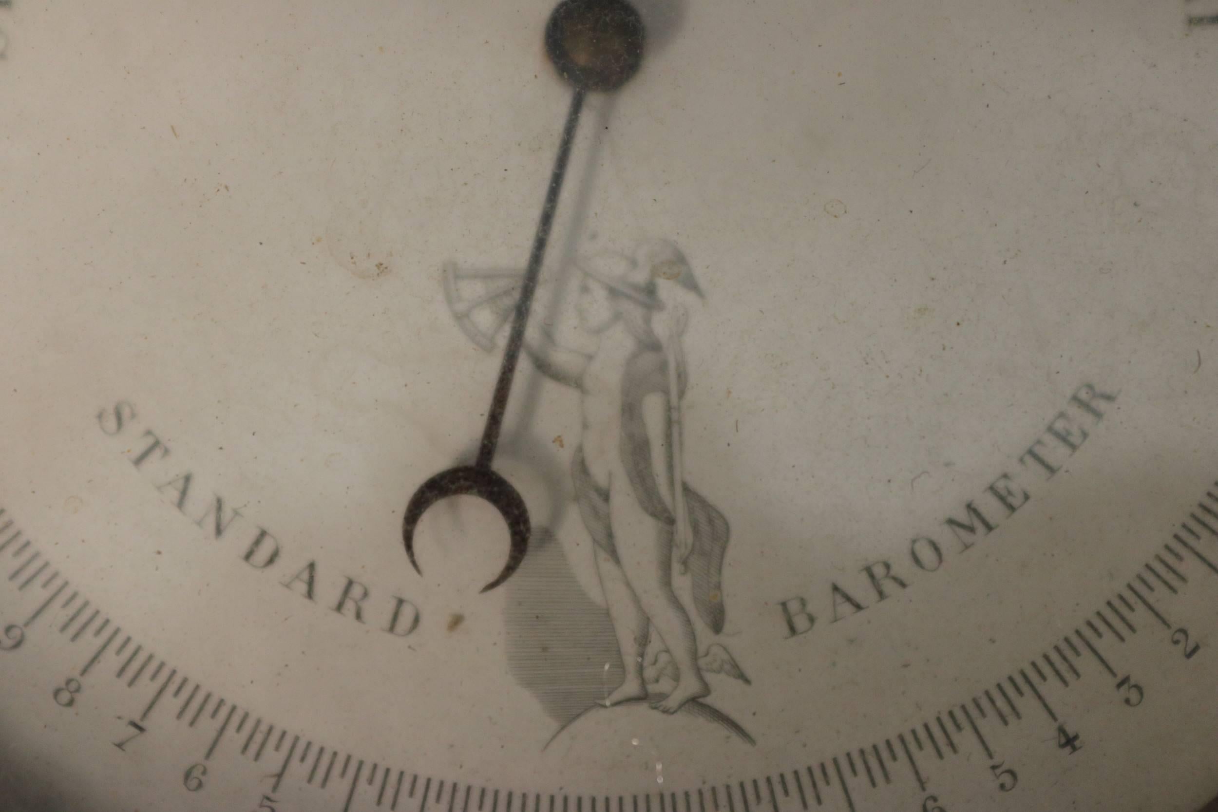 19th Century Barometer in Brass Case In Good Condition In Norwell, MA