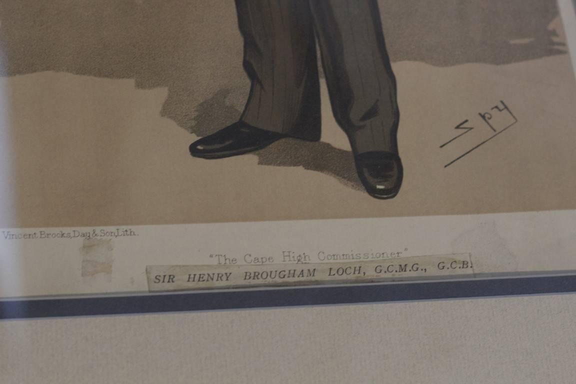 Original Vanity Fair print from 1894 by SPY showing Sir Henry Brougham Loch. Matted and framed. Overall dimensions: 22" H x 14".