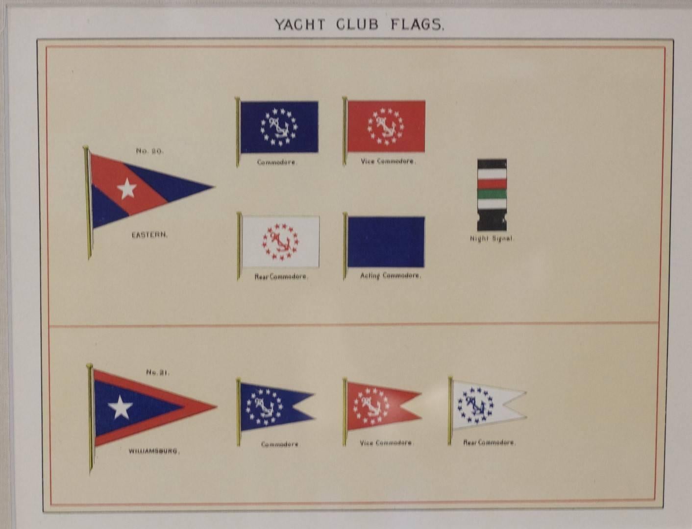 Framed print showing the private signals of yacht owners on linen matting. Dimensions: 13