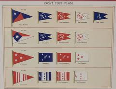 Framed Original Page of Yacht Club Flags from Lloyd's Register, circa 1938